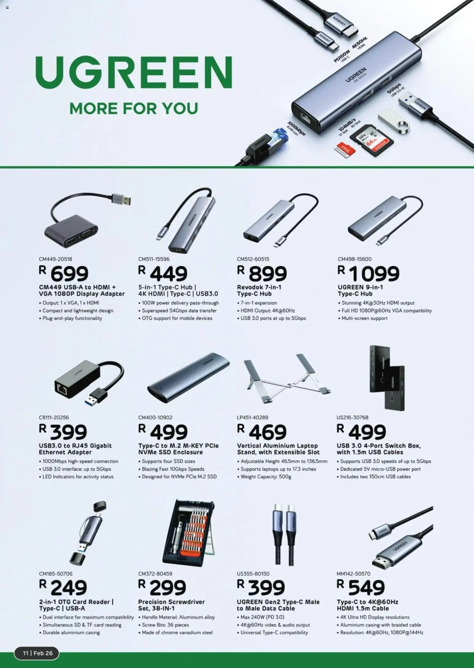 New Computer Mania catalogue – valid from 01.02.2026 | Page: 12 | Products: Cable, Adapter, Laptop, Switch