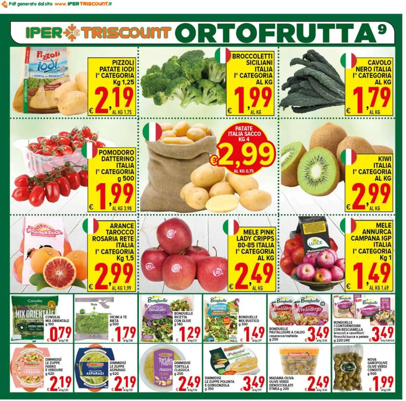 Volantino Ipertriscount del 13.02.2026 | Pagina: 9 | Prodotti: Tè, Kiwi, Verdure, Pomodoro