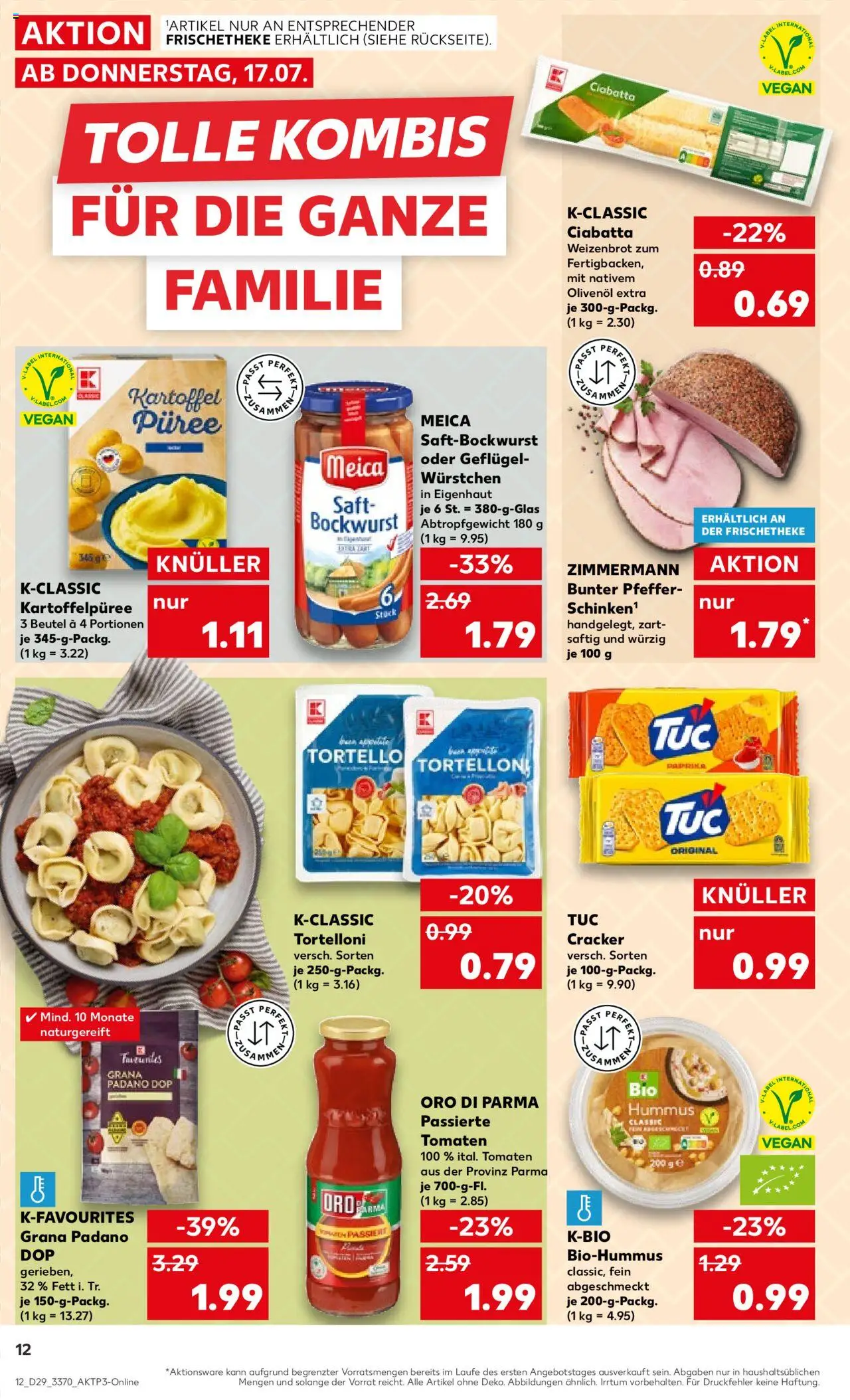Kaufland prospekt Frankfurt (Oder)	 - gültig ab dem 17.07.2025 | Seite: 12 | Produkte: Tomaten, Oro di parma, Pasta, Saft