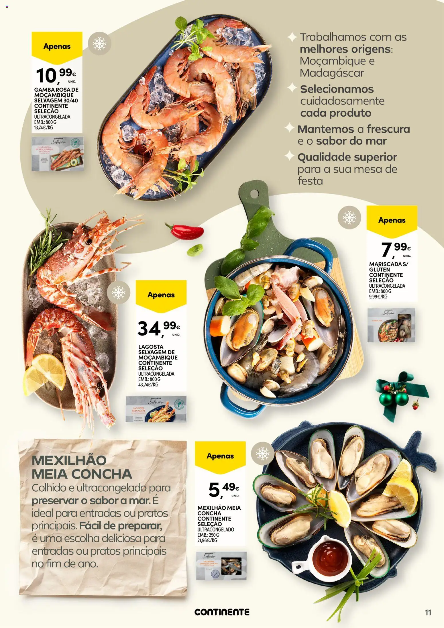Continente - Frescos: Mais tempo à mesa com todos │ válido de 16.12.2025 | Página: 11 | Produtos: Pratos, Lagosta, Mesa