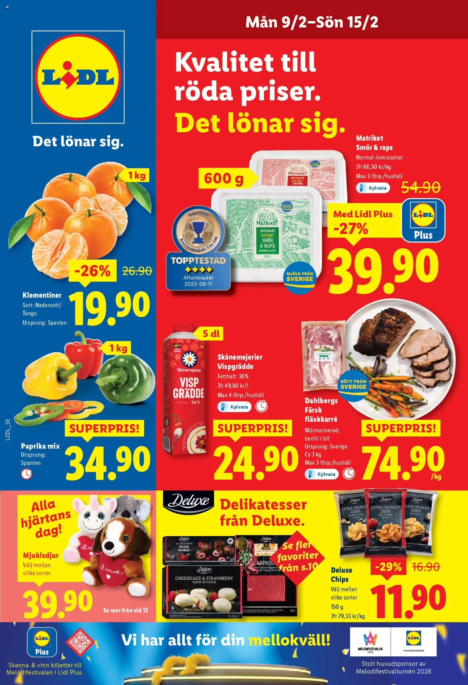 Lidl reklamblad aktuell från 09.02.2026 | Sida: 1 | Produkter: Visp, Smör, Grädde, Vispgrädde