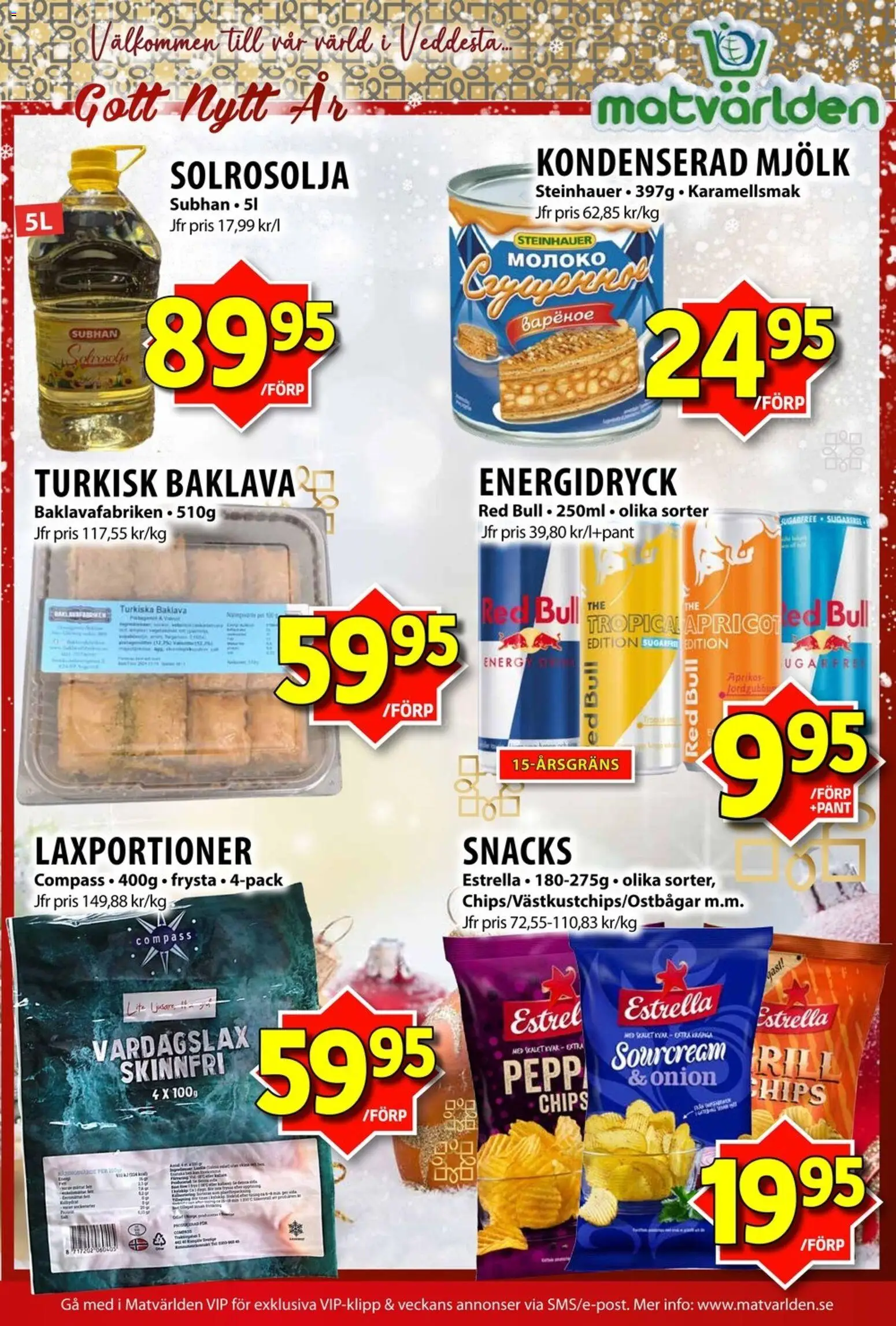 Matvärlden reklamblad aktuell från 29.12.2025 | Sida: 6 | Produkter: Red bull, Mjölk, Energidryck, Jordgubbar