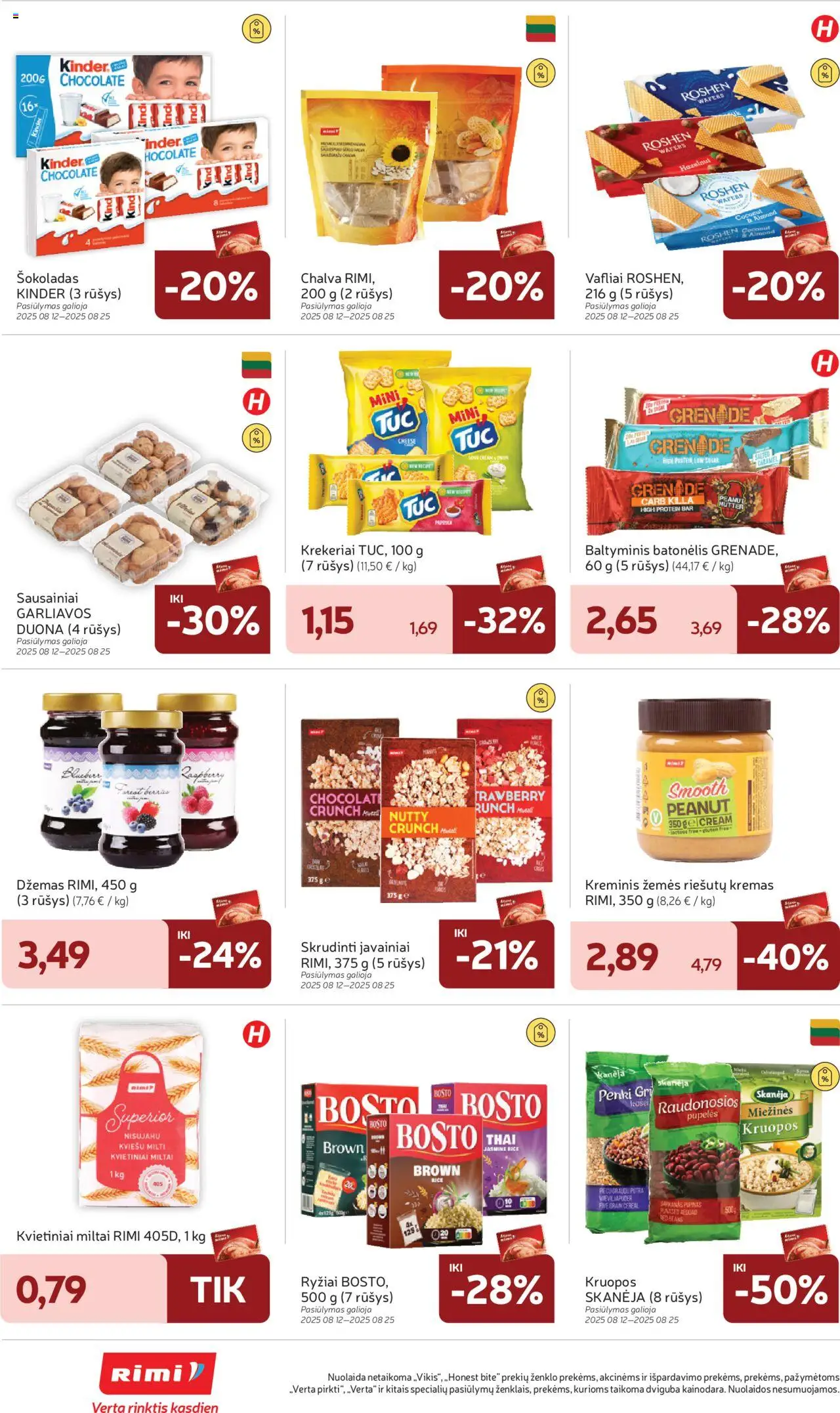 Rimi leidinys│galioja nuo 12.08.2025 | Puslapis: 28 | Prekių: Sausainiai, Pupelės, Šokoladas, Ryžiai