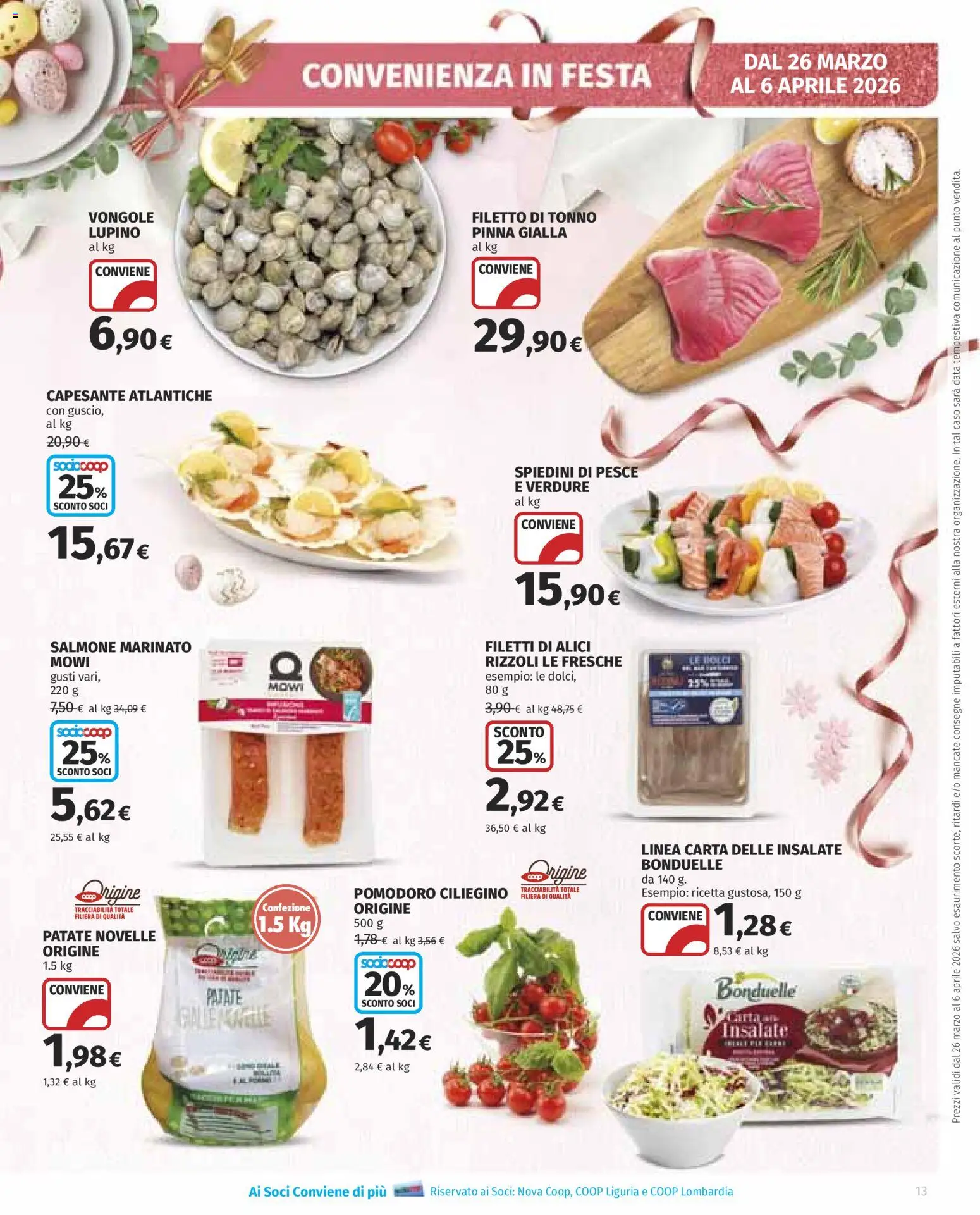 Volantino Ipercoop del 26.03.2026 | Pagina: 13 | Prodotti: Vongole, Patate, Verdure, Data