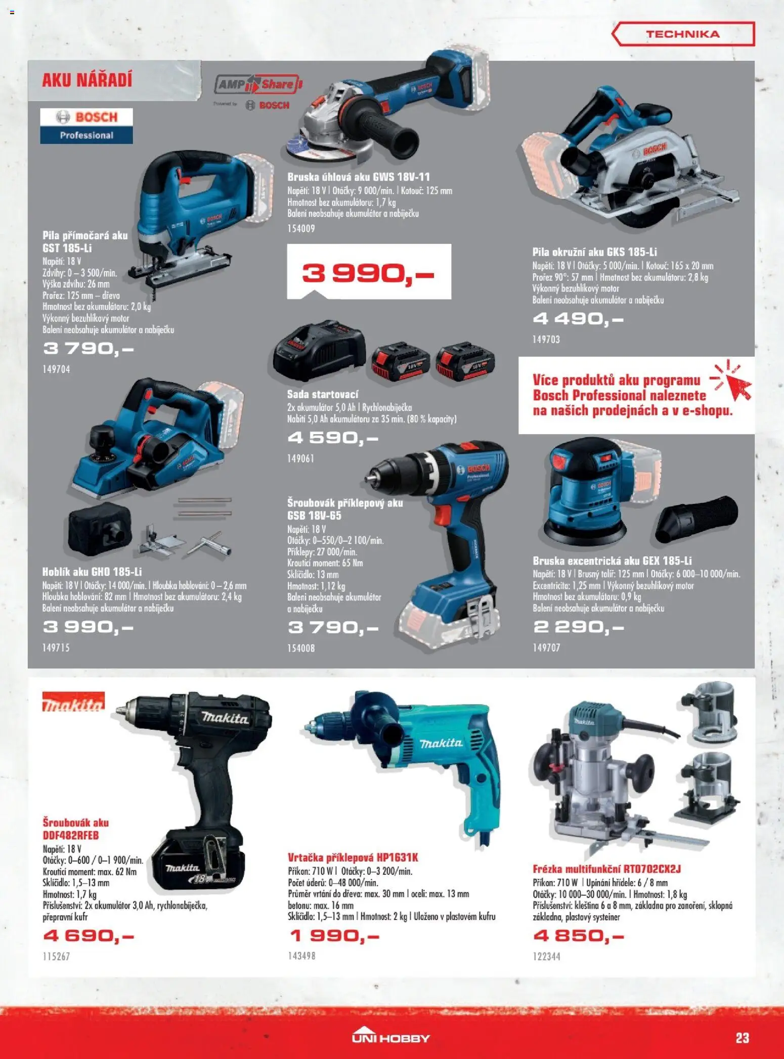 Uni Hobby leták od 08.01.2026 | Strana: 23 | Produkty: Hoblík, Nářadí, Aku nářadí, Frézka