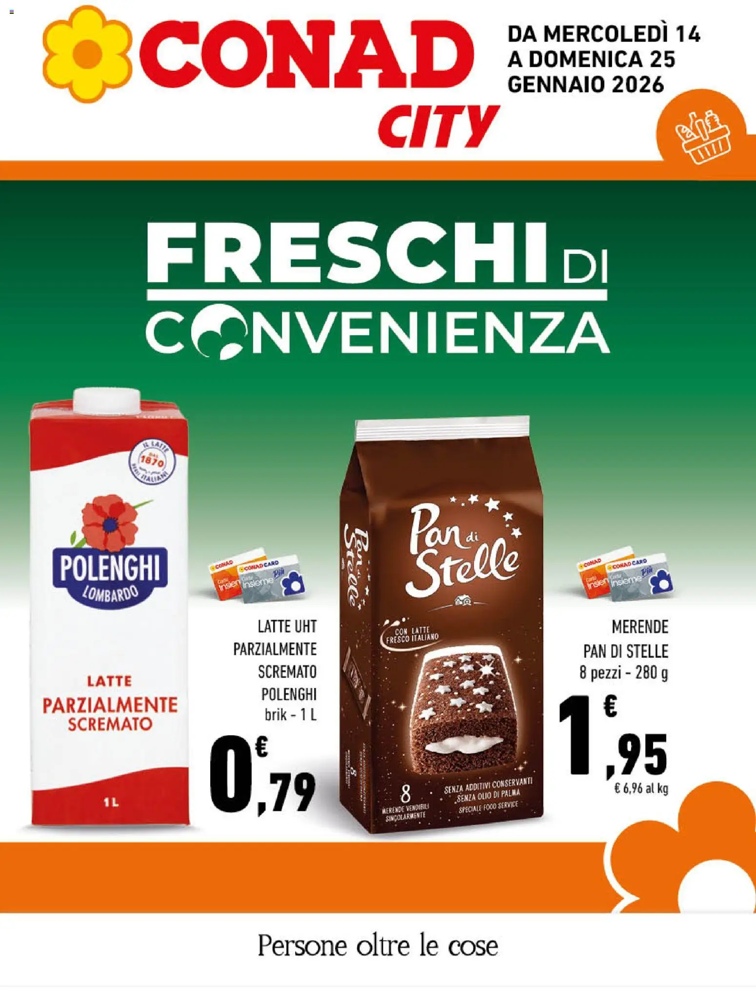 Volantino Conad del 14.01.2026 | Pagina: 1 | Prodotti: Latte, Olio, Latte parzialmente scremato