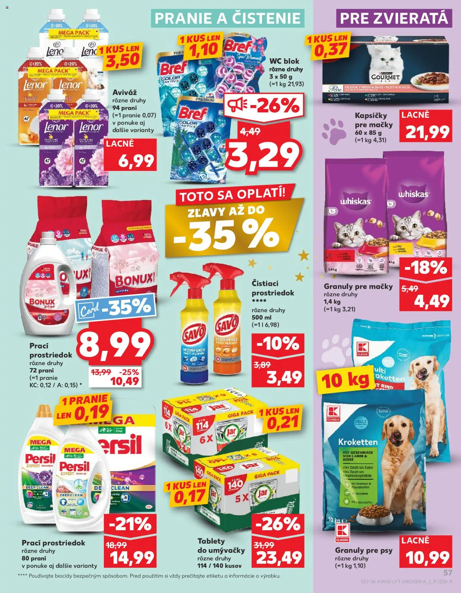 Kaufland SK akciós ujság - amely érvényes a következő dátumtól: 11.12.2025 | Oldal: 57 | Termékek: Persil, Whiskas, WC