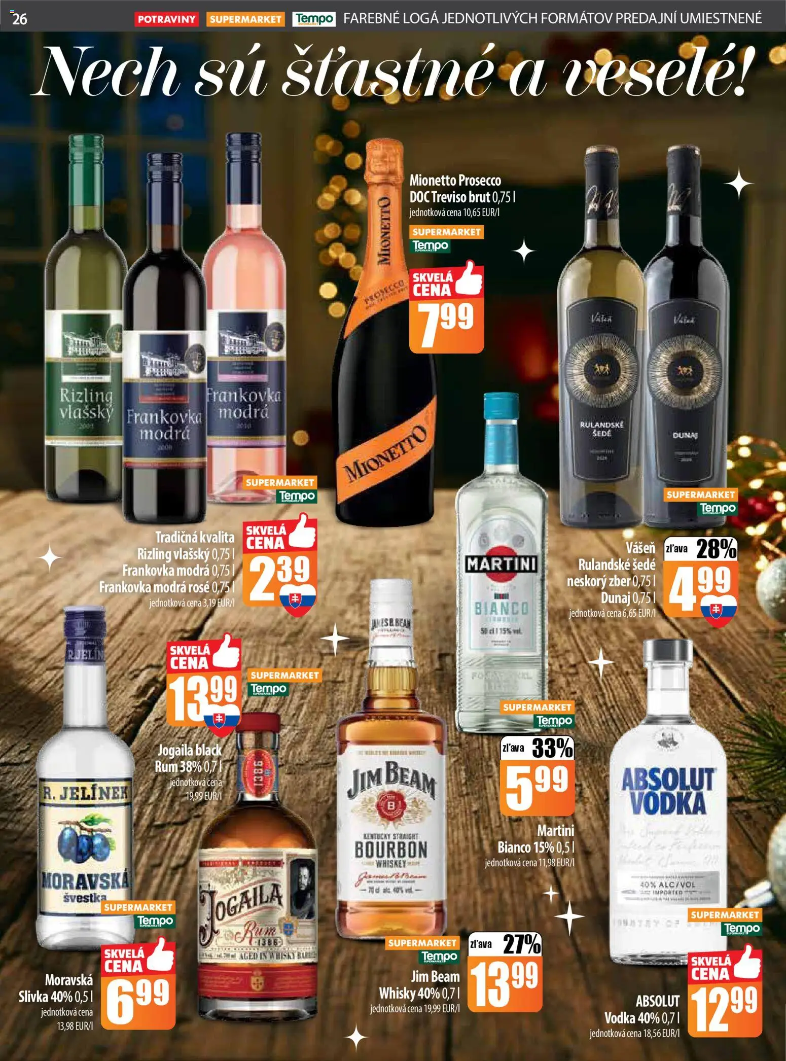 Nové COOP Jednota akcie – leták je platný od 18.12.2025 | Strana: 26 | Produkty: Jim Beam, Vodka, Whisky, Rum