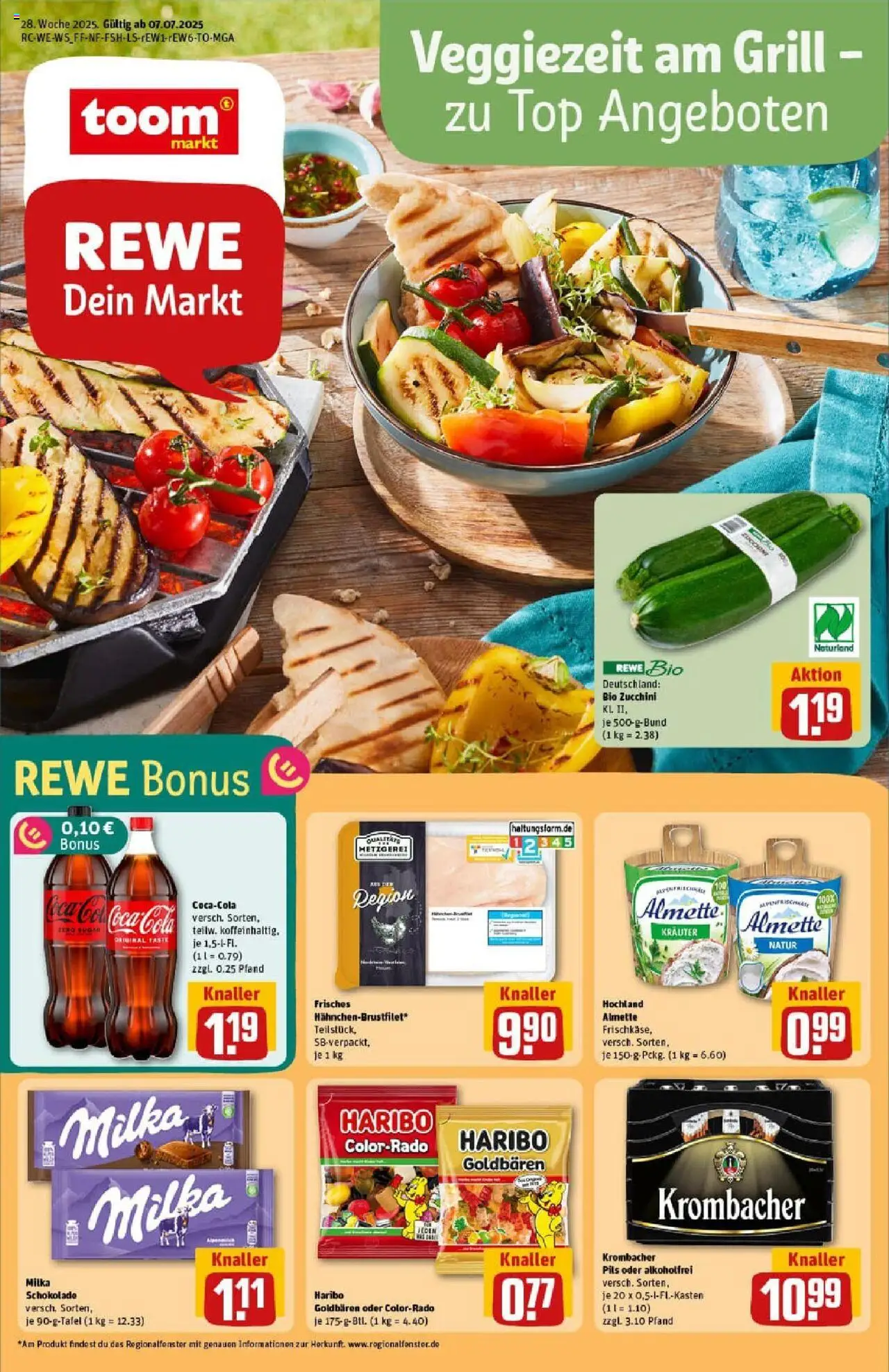 Rewe prospekt Herne	 - gültig ab dem 06.07.2025 | Seite: 1 | Produkte: Grill, Coca cola, Milka, Zucchini