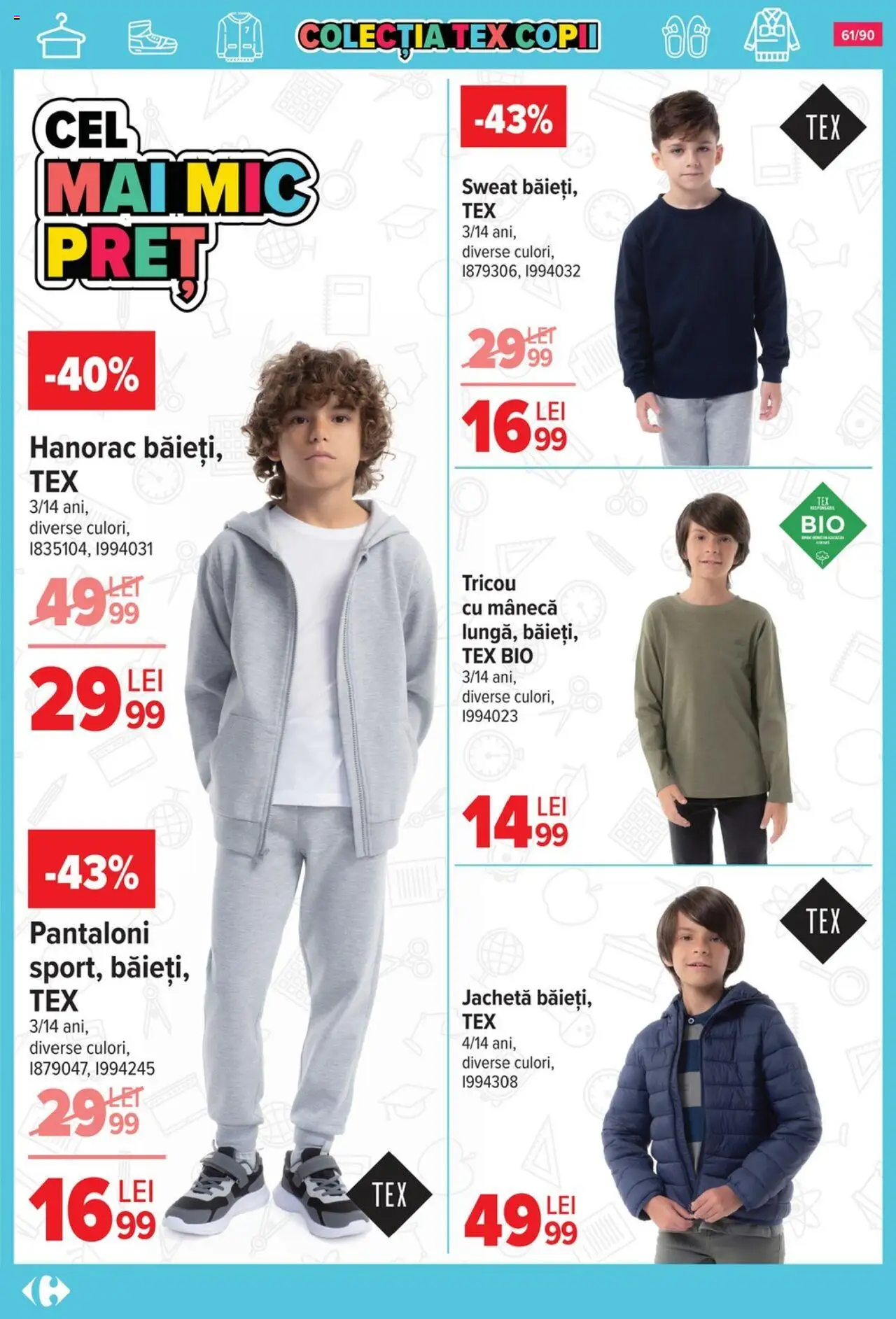 Carrefour catalog - Începe școala – valabil de la 13.08.2025 | Pagină: 62 | Produse: Şerit ödül, Jachetă, Tricou, Keşe