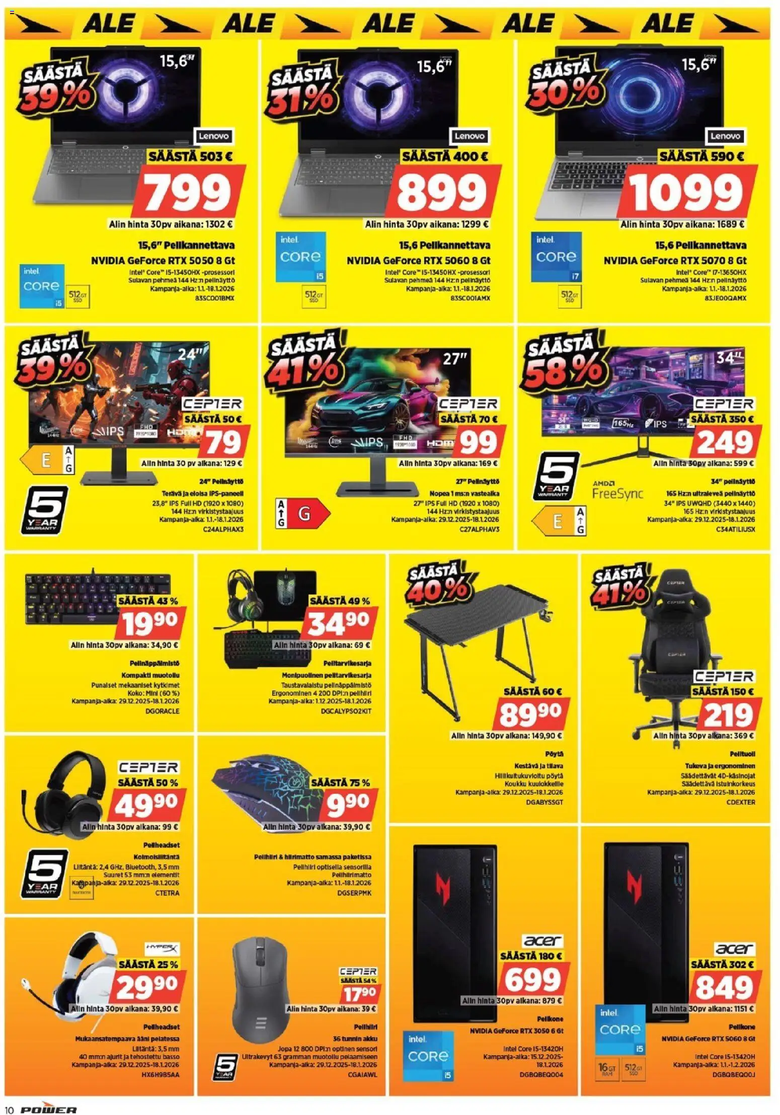 Power tarjoukset – voimassa 05.01.2026 alkaen | Sivu: 10 | Tuotteet: Pöytä, Akku, Pelikannettava
