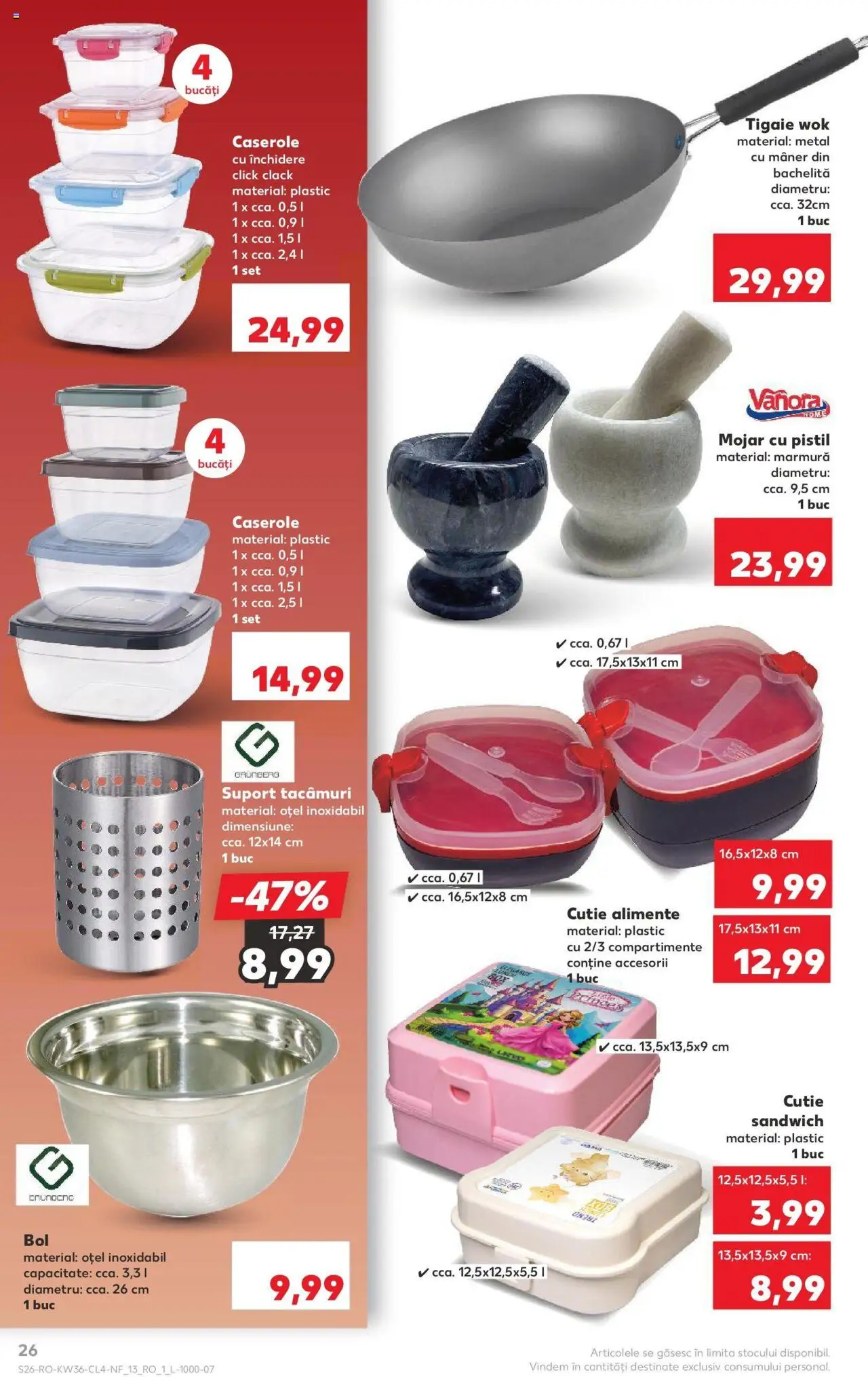 Noul catalog Kaufland – valabil de la 03.09.2025 | Pagină: 26 | Produse: Tigaie, Caserole, Mâner, Cutie