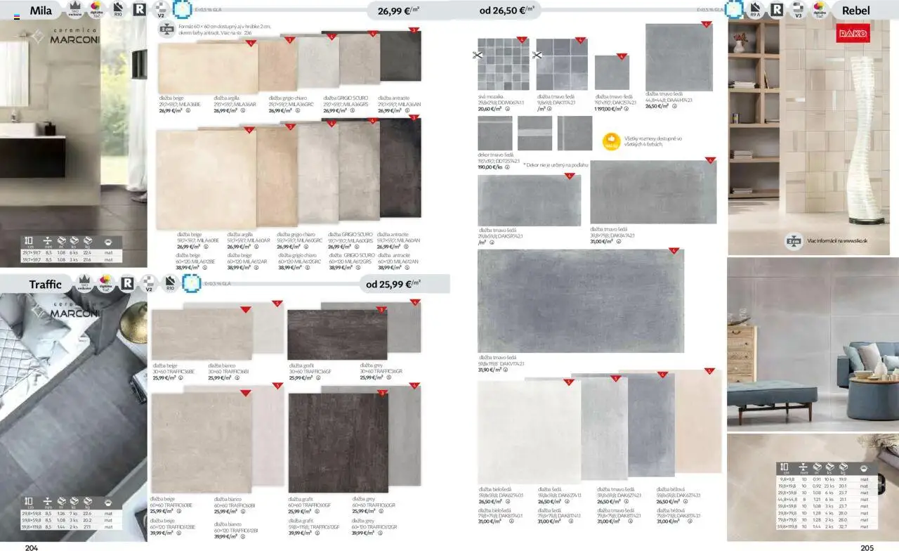 Nové Siko akcie – leták je platný od 01.09.2025 | Strana: 103 | Produkty: Dlažba, Mila