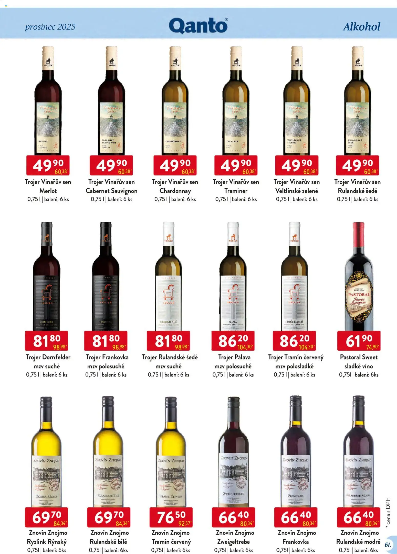 Astur & Qanto leták - Velkoobchod 12/2025 od 01.12.2025 | Strana: 61 | Produkty: Víno, Merlot, Cabernet Sauvignon, Tramín červený