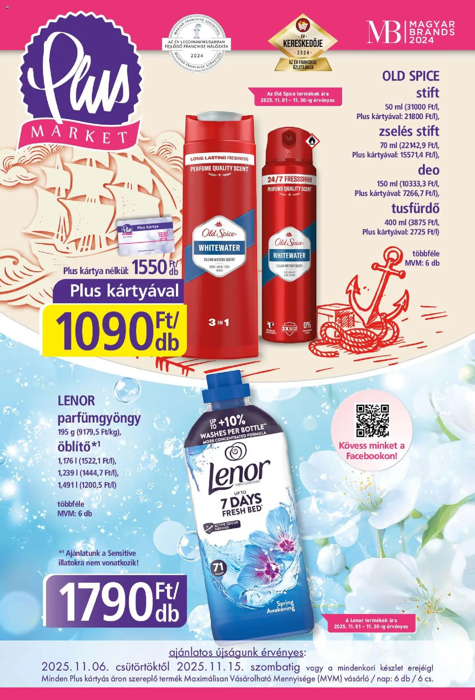 Plus Market akciós ujság - amely érvényes a következő dátumtól: 06.11.2025 | Oldal: 1 | Termékek: Old spice, Body, Stift, Tusfürdő