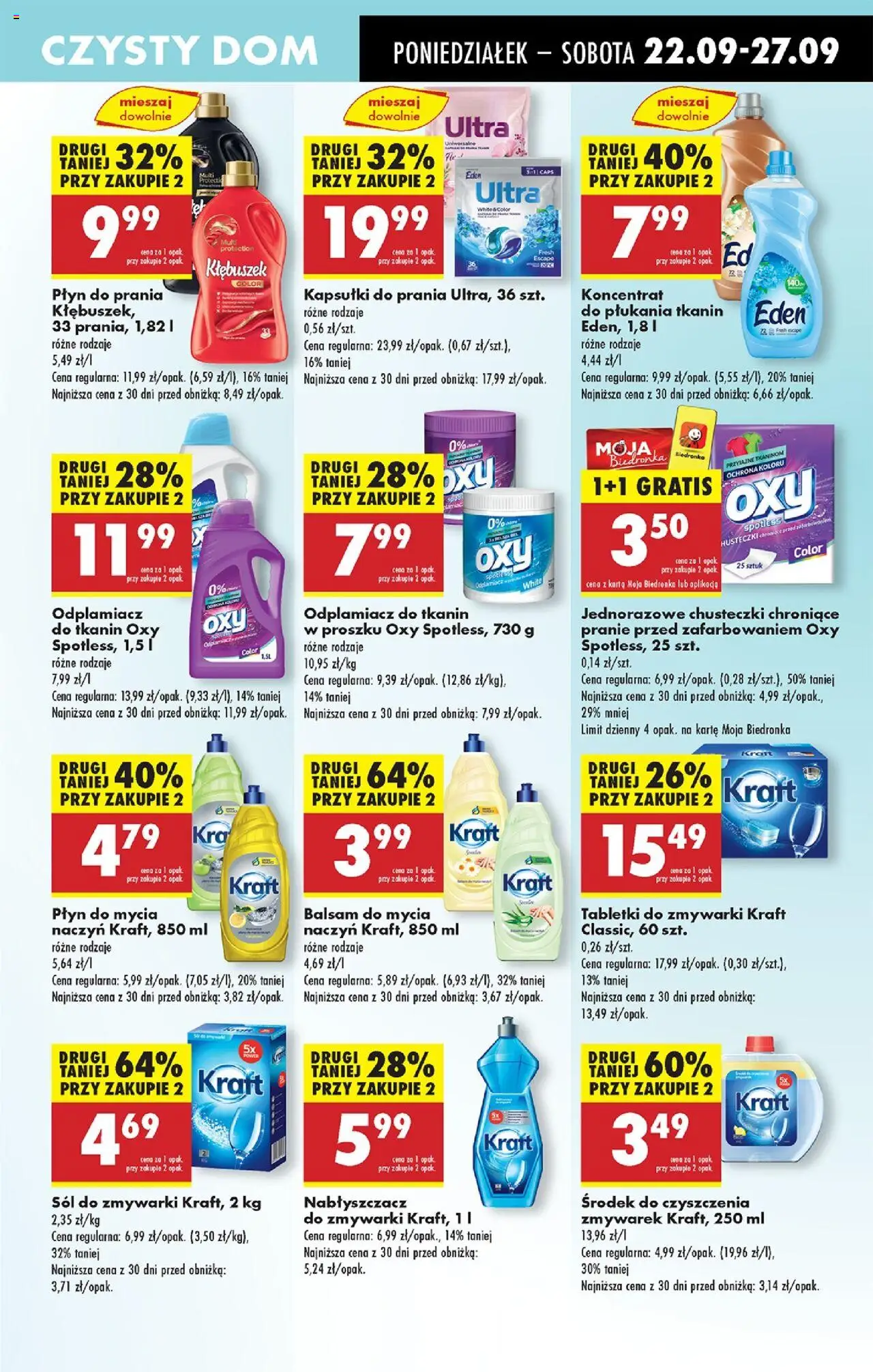 Biedronka gazetka od 22.09.2025 | Strona: 57 | Produkty: Nabłyszczacz do zmywarki, Oxy, Sól, Płyn do mycia naczyń