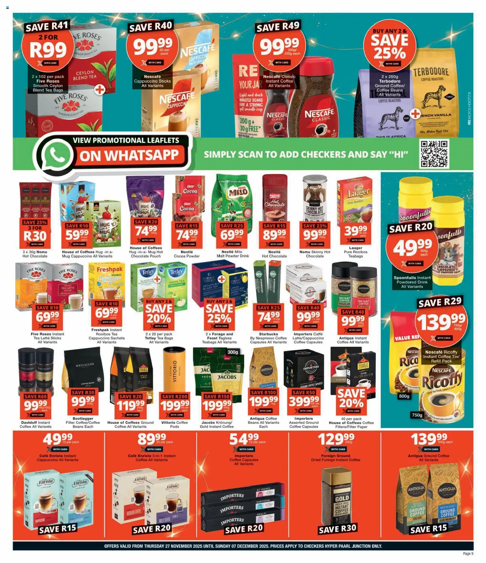 New Checkers catalogue – valid from 27.11.2025 | Page: 9 | Products: Hot chocolate, Coffee, Powder, Tea