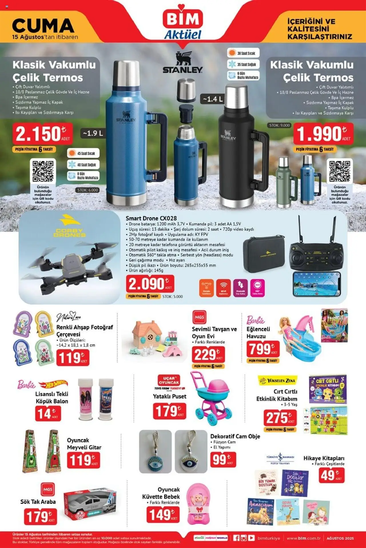 BİM - 15 Ağustos Cuma, Aktüel - 15.08.2025 tarihinden itibaren geçerlidir | Sayfa: 4 | Ürünler: Pil, Termos, Saat, Video