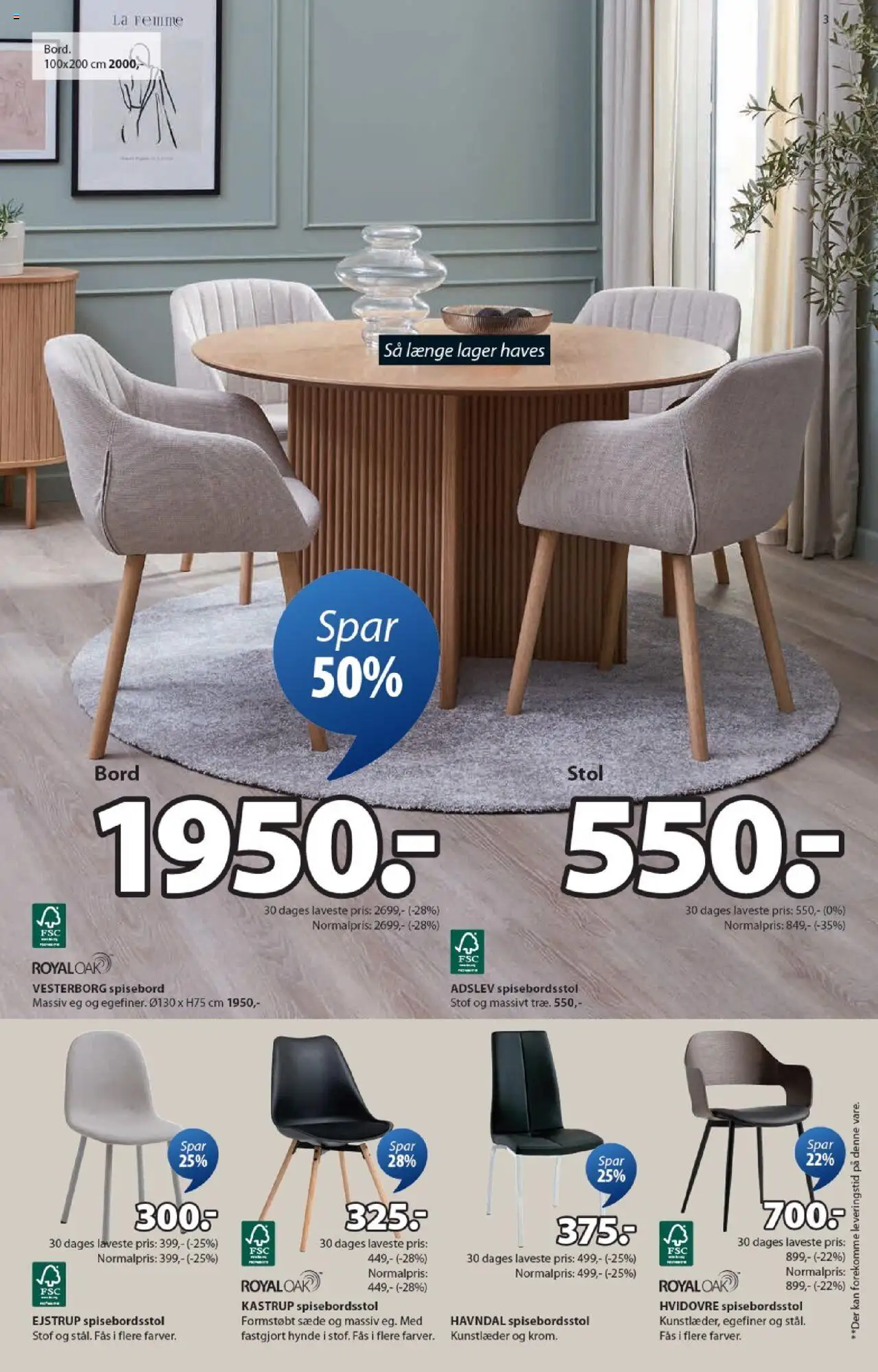 JYSK tilbudsavis – gyldig fra 10.10.2025 | Side: 3 | Produkter: Bord, Stol, Stof