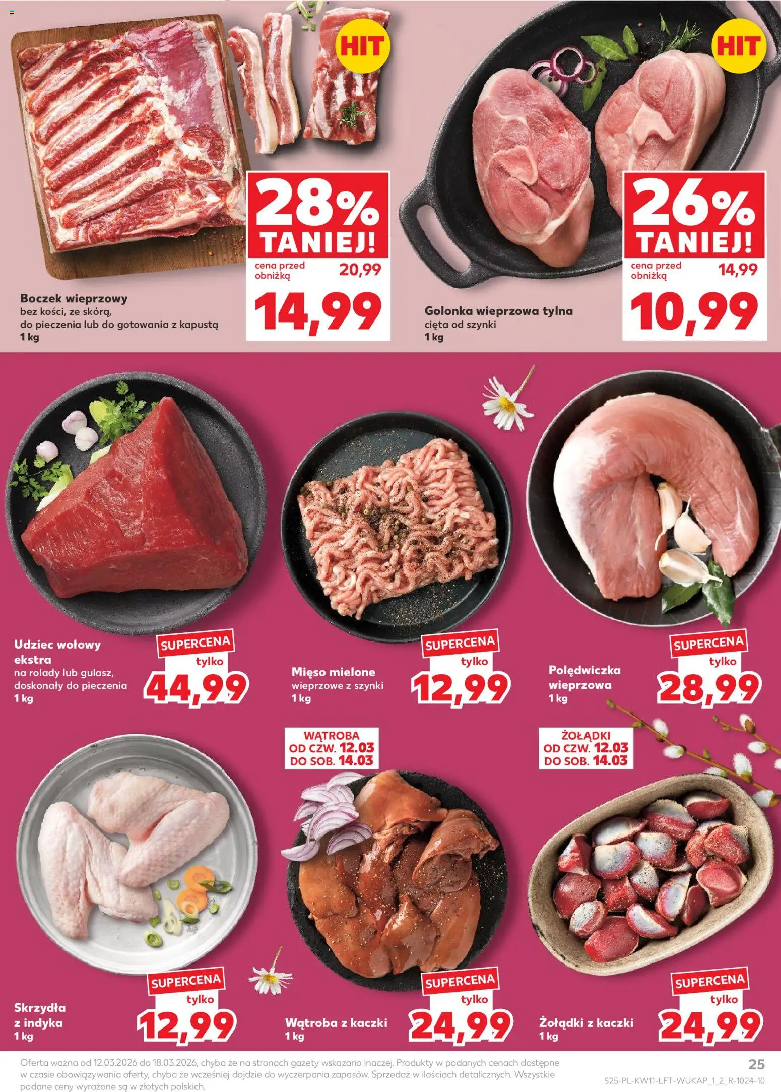 Kaufland gazetka od 12.03.2026 | Strona: 25 | Produkty: Mięso, Boczek wieprzowy, Mięso mielone, Boczek