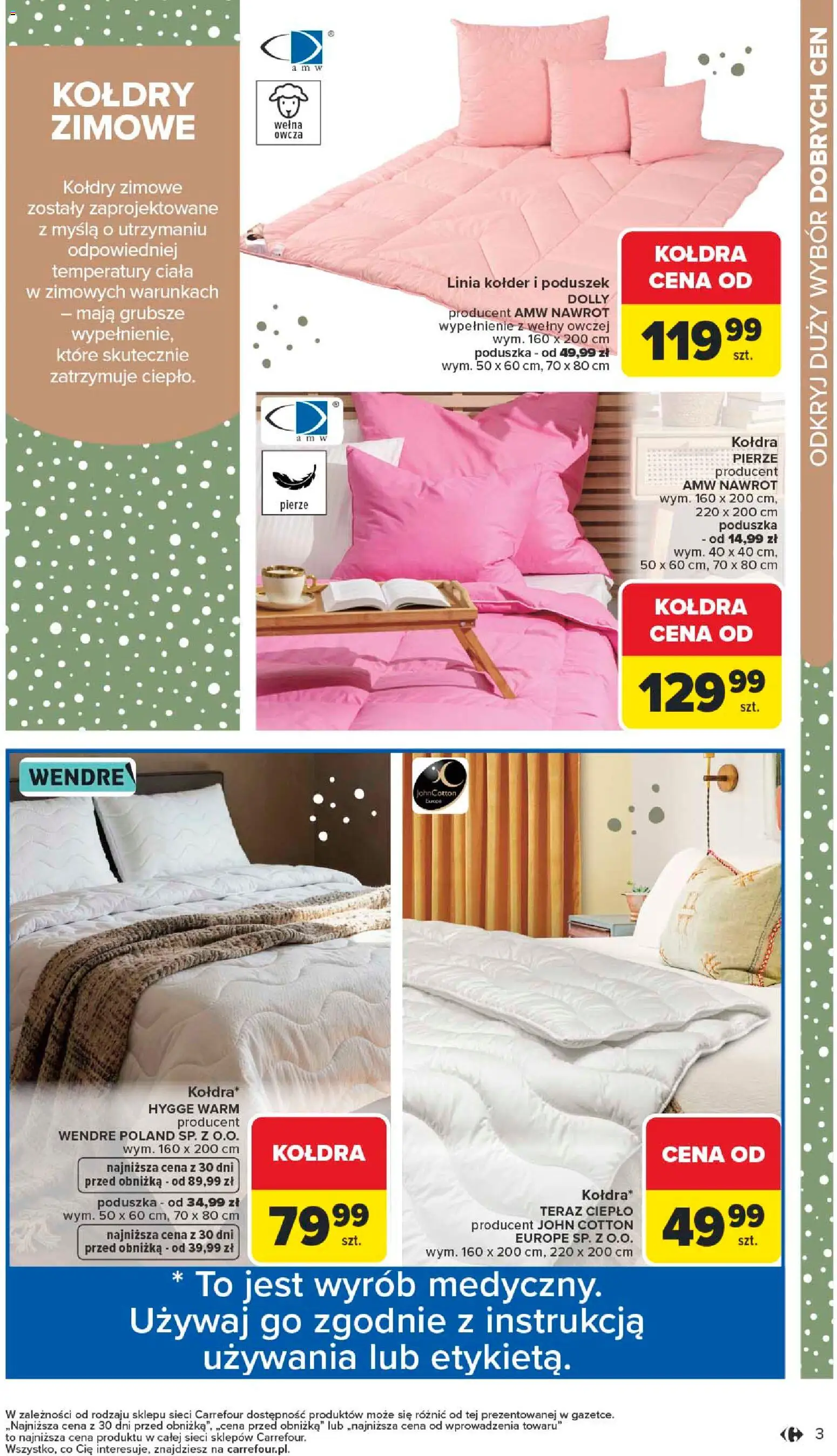 Carrefour Gazetka - Dom: Wszystko Dla Twojej Wygody od 12.01.2026 | Strona: 3 | Produkty: Poduszka, Kołdra