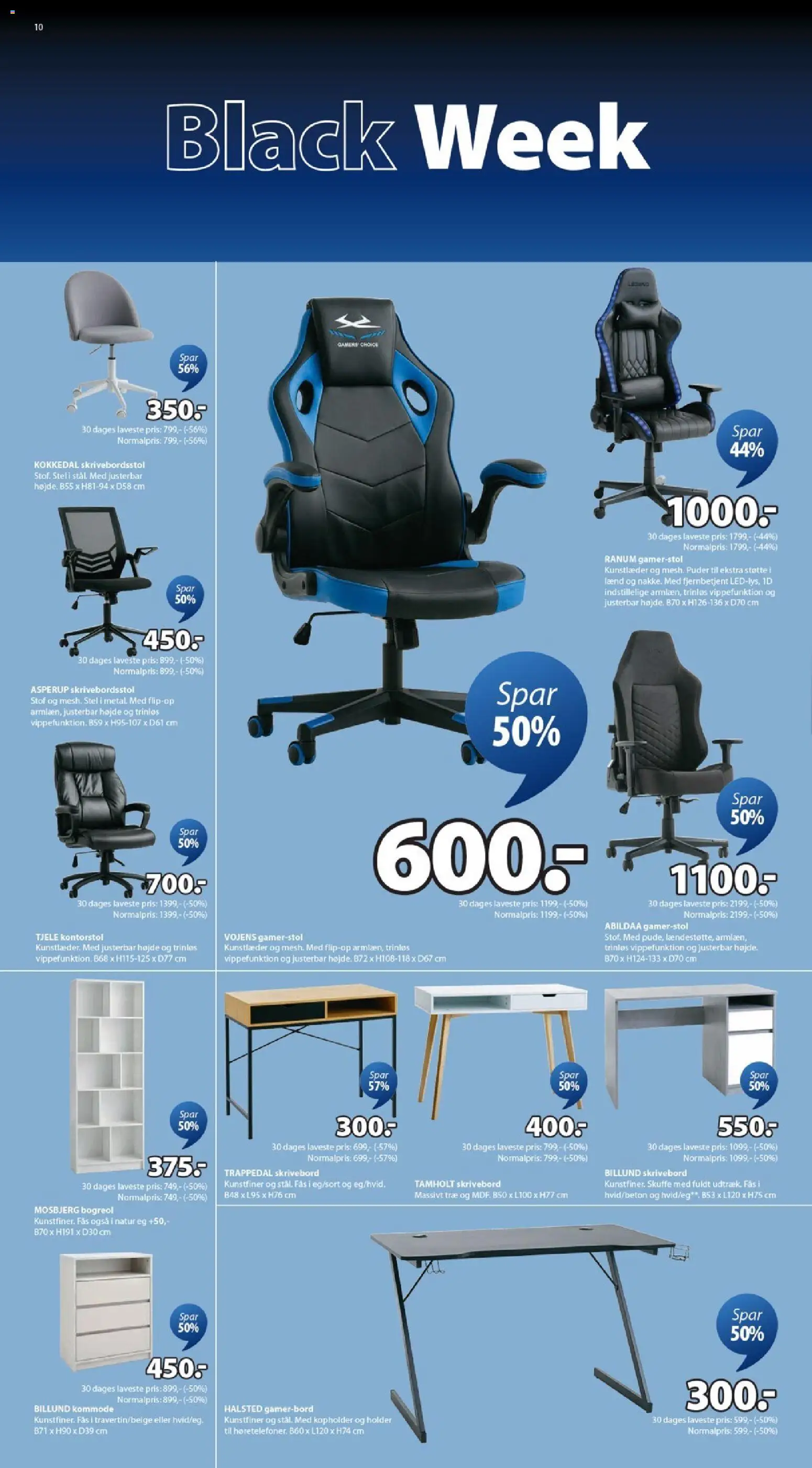 JYSK tilbudsavis – gyldig fra 24.11.2025 | Side: 10 | Produkter: Kommode, Skrivebord, Kontorstol, Stof