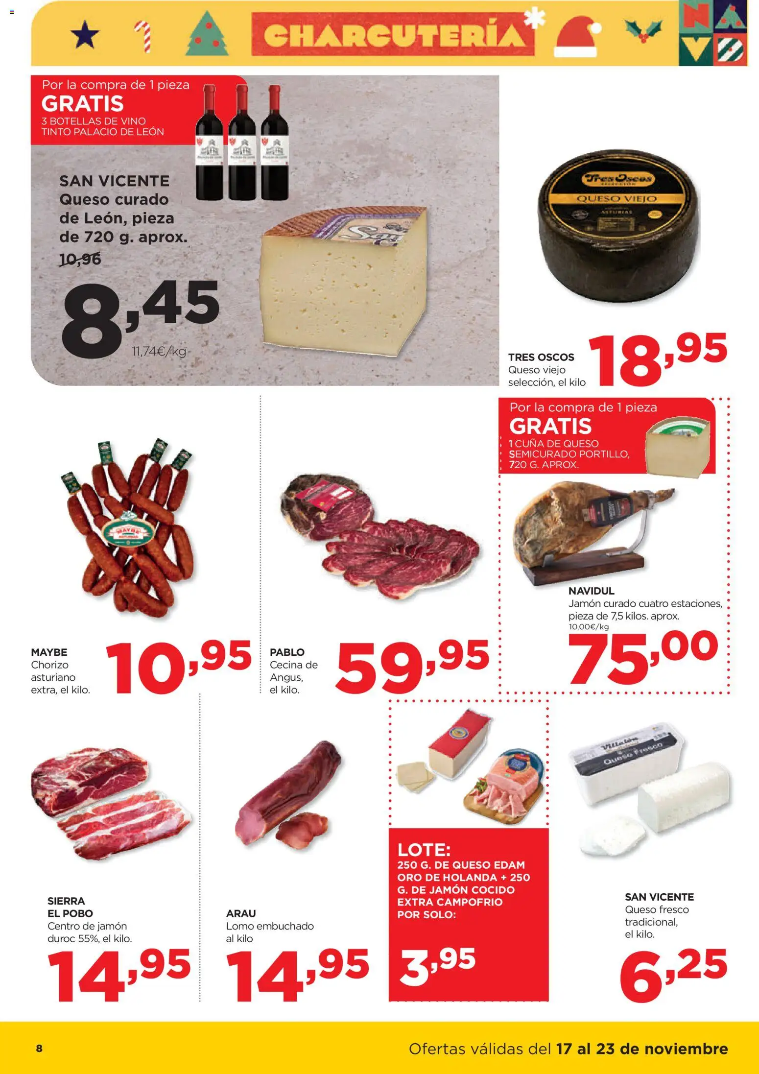 Alimerka folleto Castilla y León │ válido desde el 17.11.2025 | Página: 8 | Productos: Queso, Jamón cocido, Vino, Queso fresco