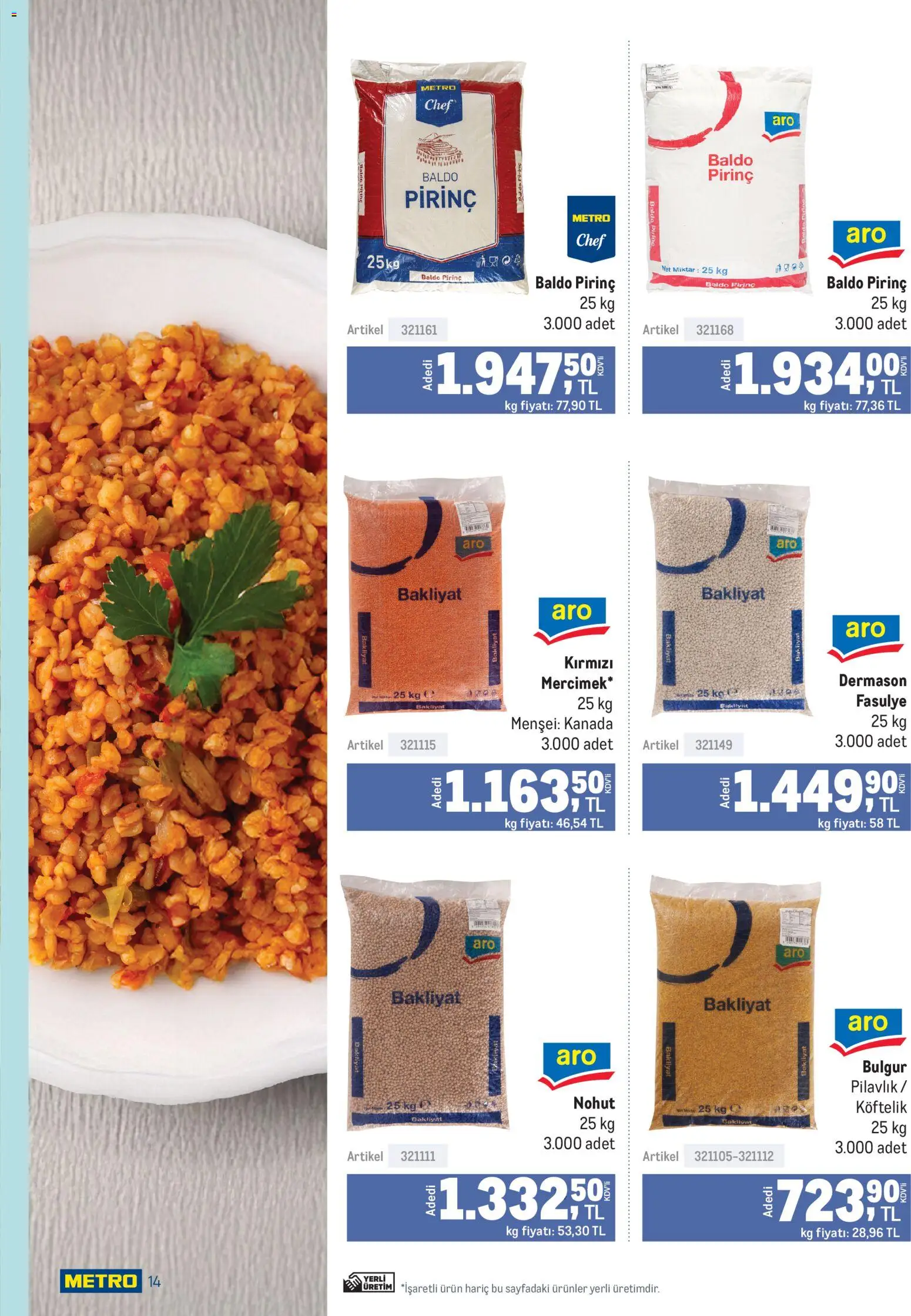 Metro - Lokantalar - 24.12.2025 tarihinden itibaren geçerlidir | Sayfa: 14 | Ürünler: Fasulye, Pirinç