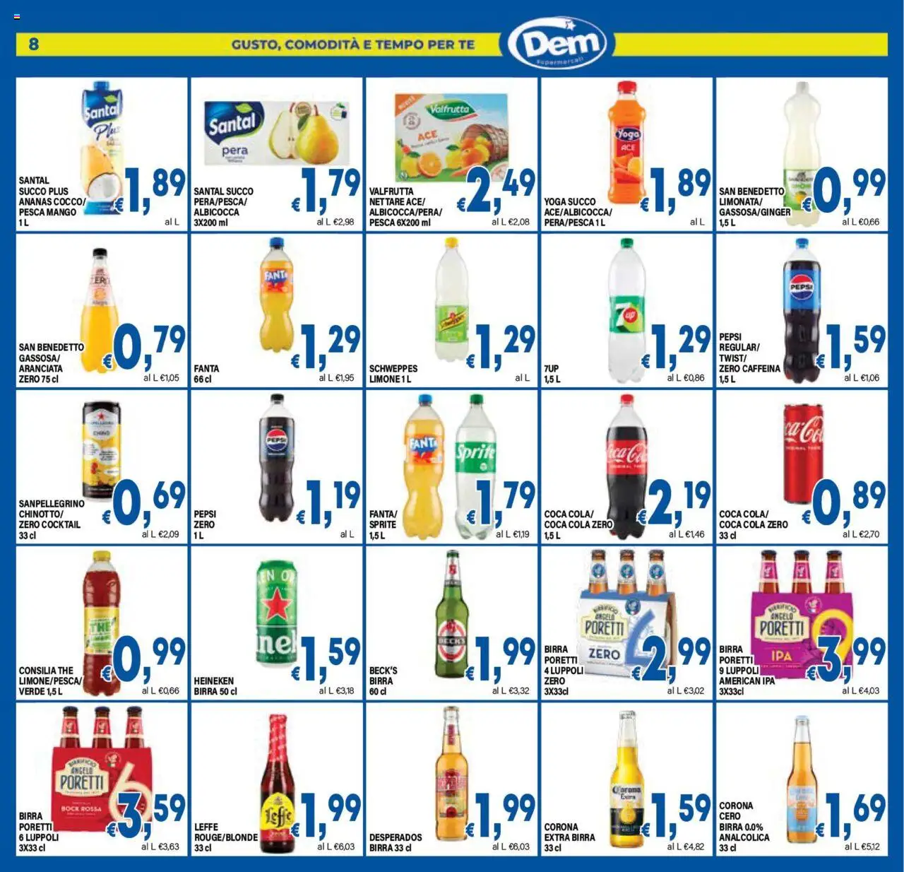 Volantino DEM del 05.08.2025 | Pagina: 8 | Prodotti: Pera, The, Heineken, Pepsi