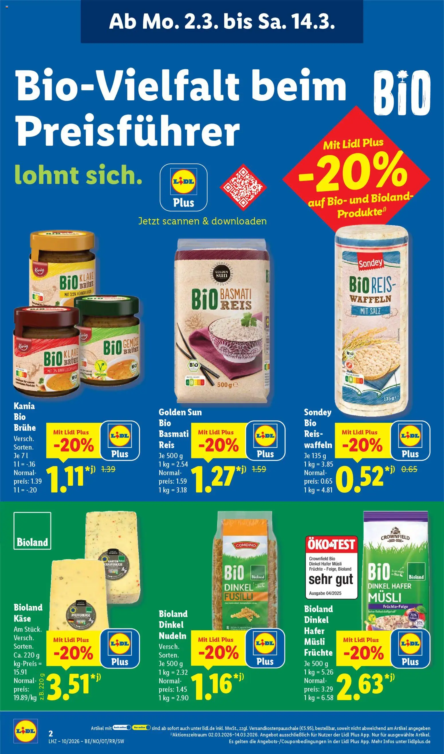 Lidl Prospekt Rahden – gültig ab 02.03.2026 | Seite: 4 | Produkte: Musli, Käse, Waffeln, Nudeln
