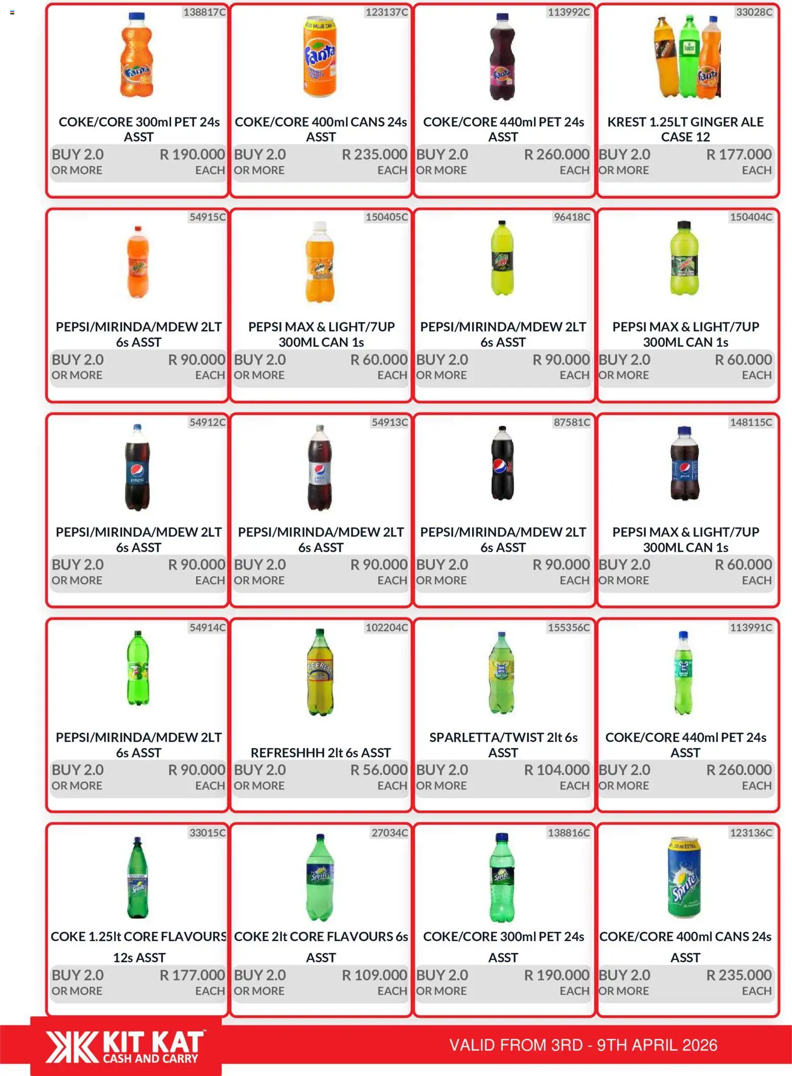 New KIT KAT Cash & Carry catalogue – valid from 03.04.2026 | Page: 6 | Products: Silla apilable, Coke, Fanta, Sprite