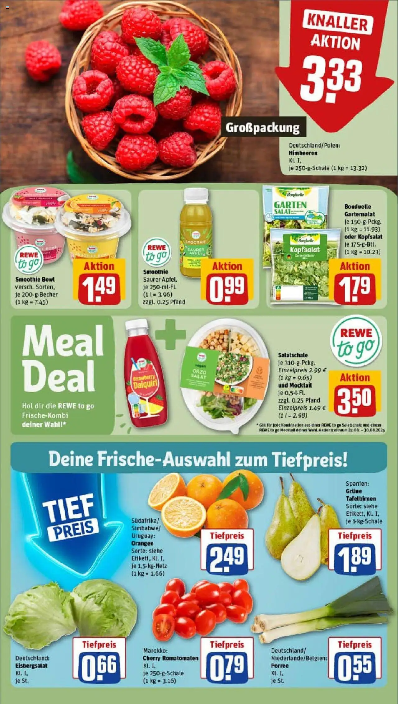 Rewe prospekt Bad Arolsen	 - gültig ab dem 24.08.2025 | Seite: 6 | Produkte: Himbeeren, Äpfel, Eisbergsalat, Salat