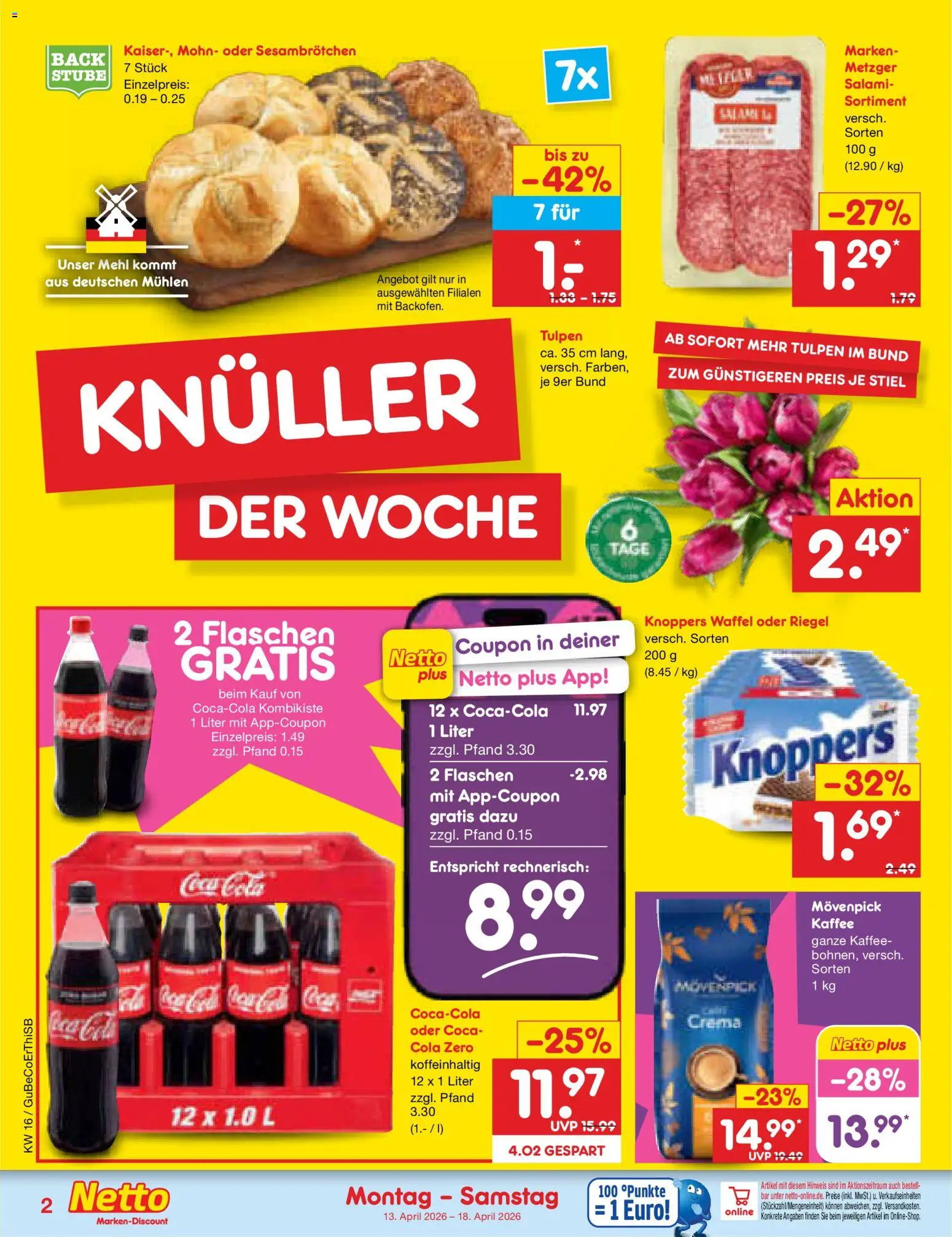 Netto Marken-Discount Prospekt 	 – gültig ab 13.04.2026 | Seite: 2 | Produkte: Coca cola, Mehl, Cola, Movenpick kaffee