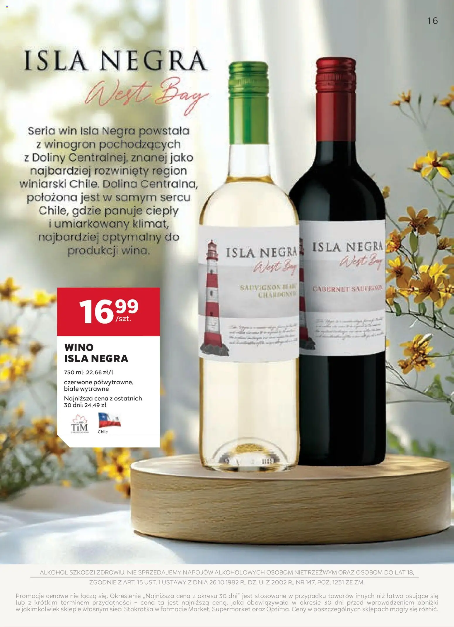 Stokrotka gazetka - Oferta alkoholowa od 16.04.2026 | Strona: 16 | Produkty: Stokrotka, Wino, Alkohol