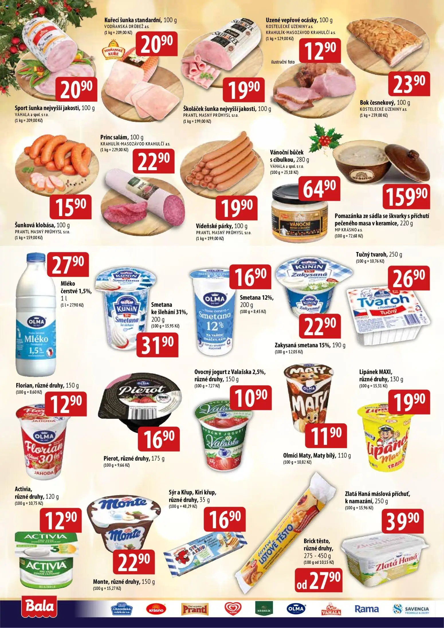 BALA velký leták od 26.11.2025 | Strana: 2 | Produkty: Mléko, Kuřecí šunka, Pomazánka, Těsto