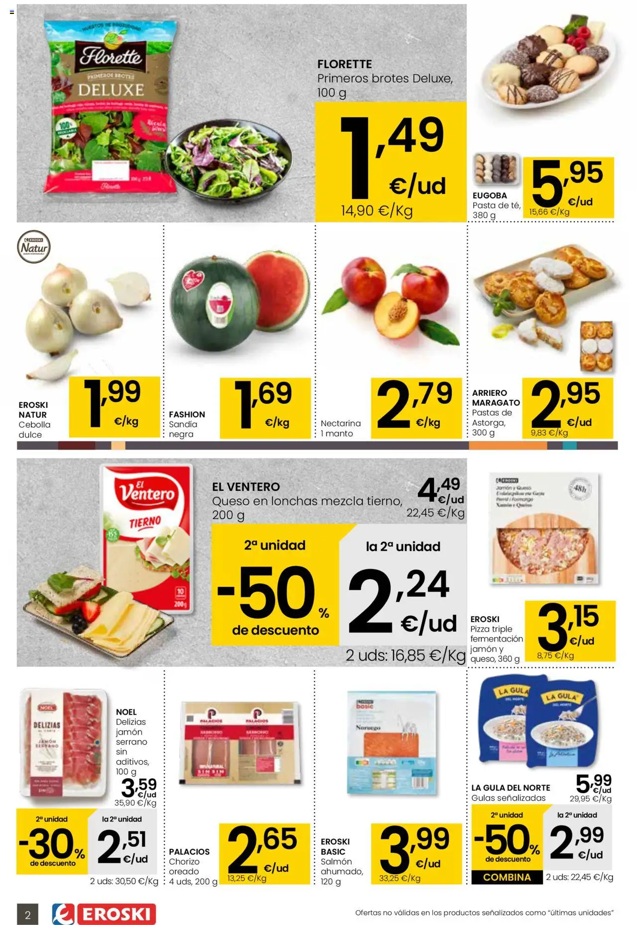Eroski -  Aliprox │ válido desde el 14.08.2025 | Página: 2 | Productos: Queso, Jamón, Pizza, Sandía