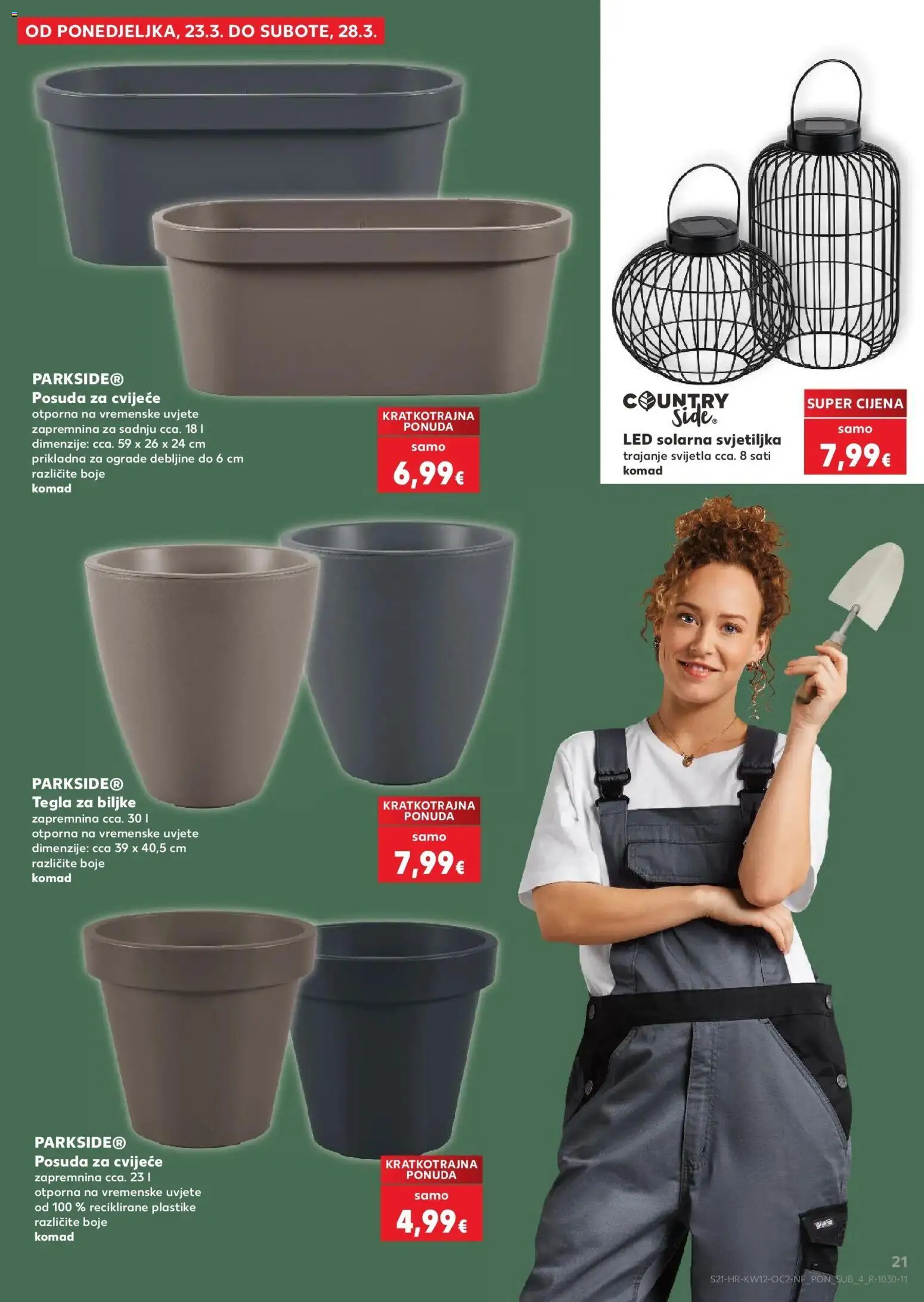 Kaufland katalog | vrijedi od 17.03.2026 | Stranica: 21 | Proizvodi: Cvijeće, Tegla za biljke, Svjetiljka, Parkside