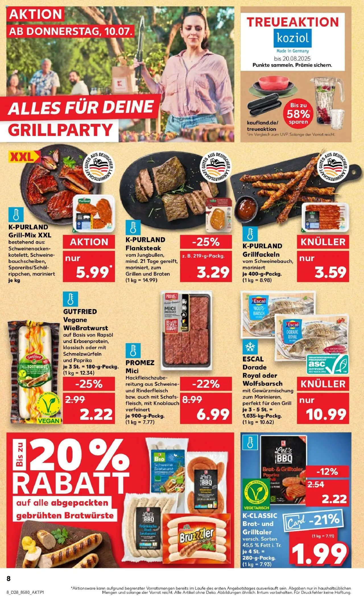 Kaufland prospekt Mannheim	 - gültig ab dem 09.07.2025 | Seite: 8 | Produkte: Dorade, Grill, Schweinenacken, Paprika