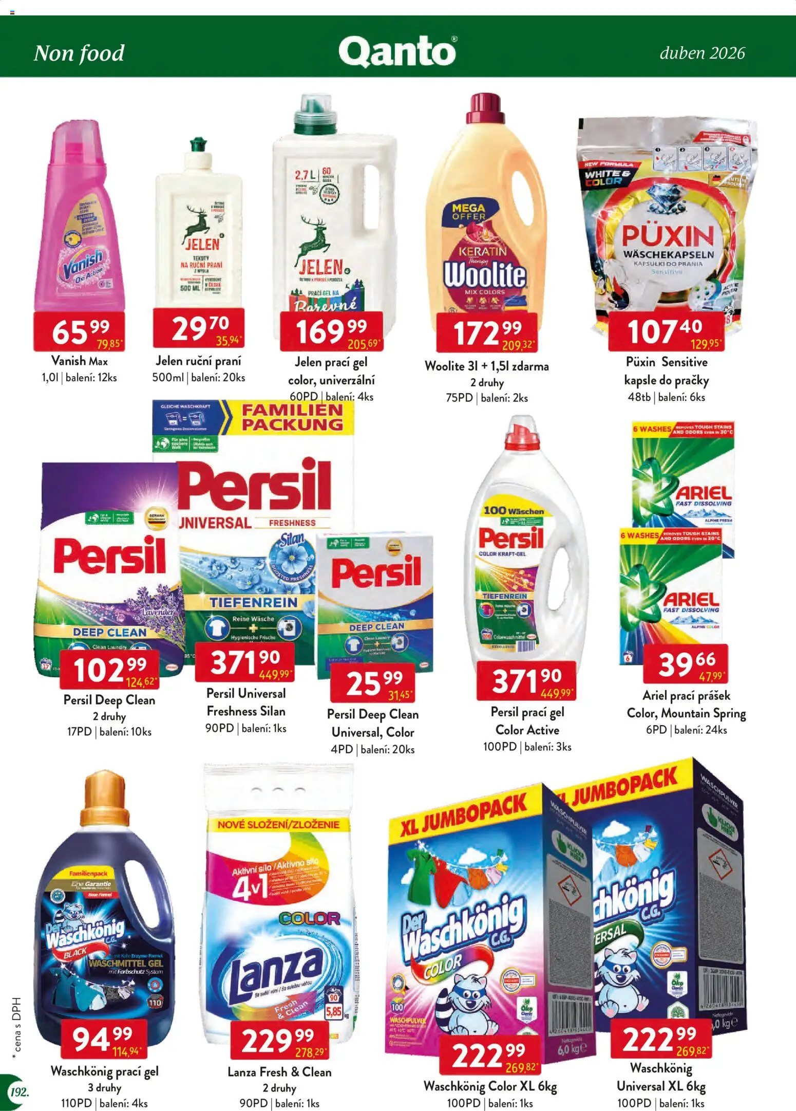 Astur & Qanto leták - Velkoobchod 04/2026 od 01.04.2026 | Strana: 192 | Produkty: Kapsle, Ariel, Persil, Vanish