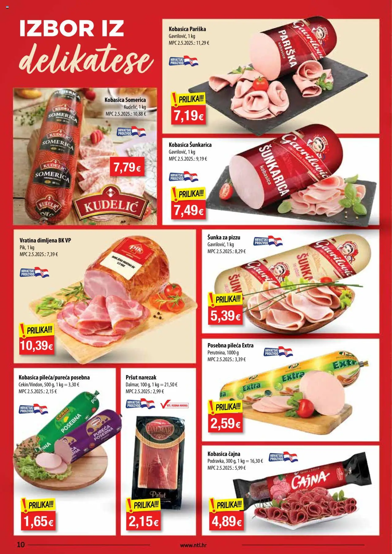 NTL katalog | vrijedi od 08.10.2025 | Stranica: 10 | Proizvodi: Šunka, Pršut, Narezak, Kobasica
