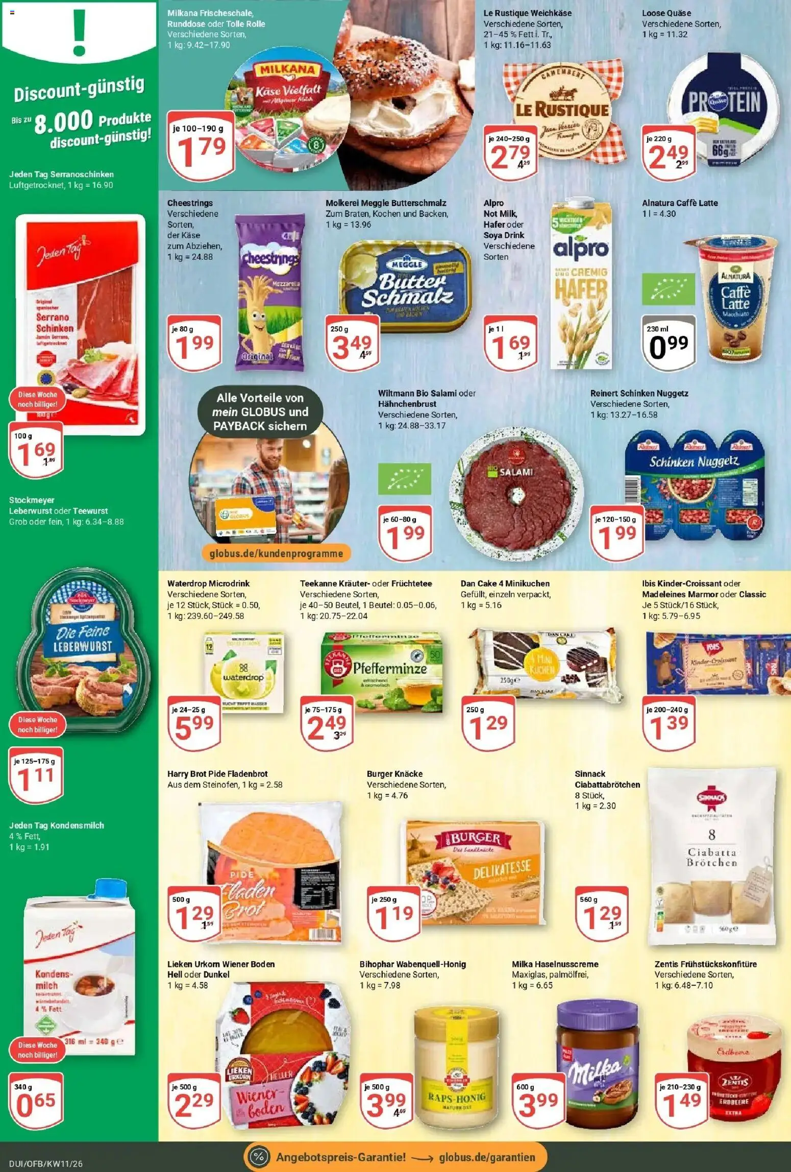 Globus prospekt Duisburg	 – gültig ab 09.03.2026 | Seite: 11 | Produkte: Käse, Burger, Teekanne, Schinken