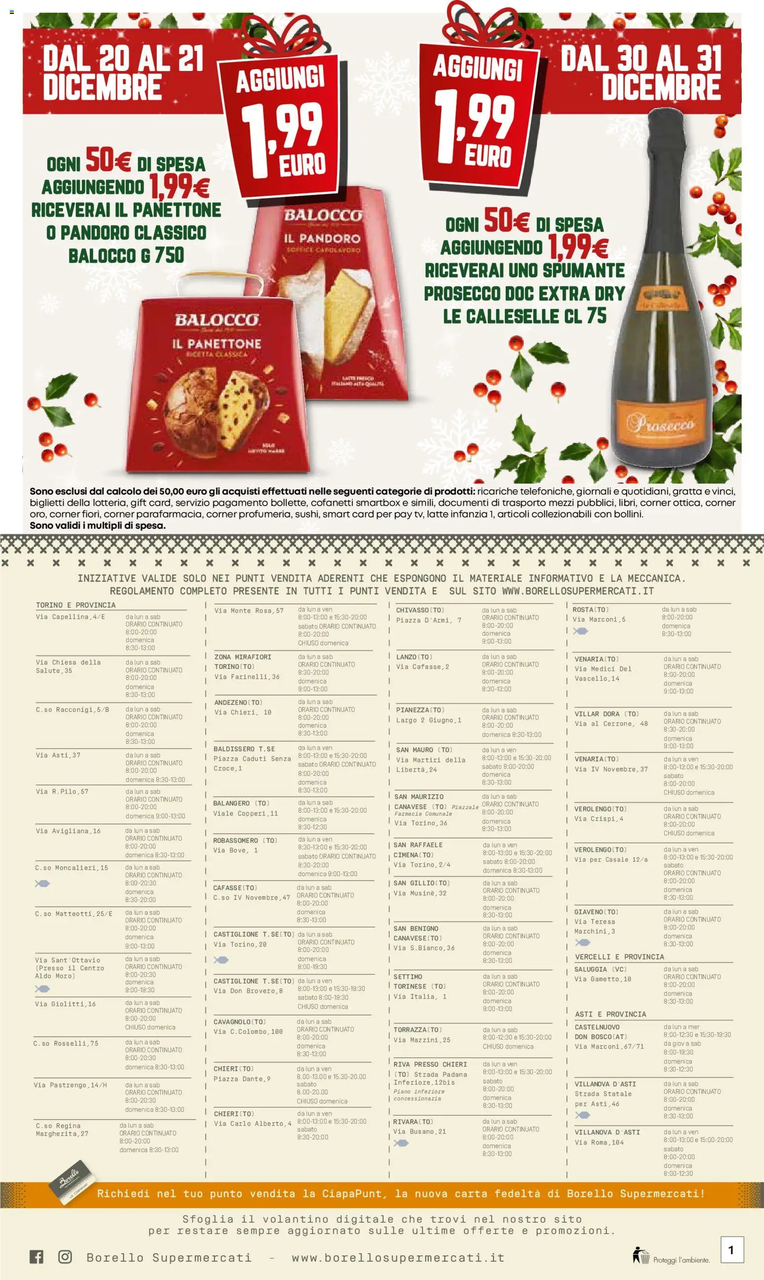 Volantino Borello Supermercati del 18.12.2025 | Pagina: 16 | Prodotti: Latte, Pandoro, Panettone, Spumante