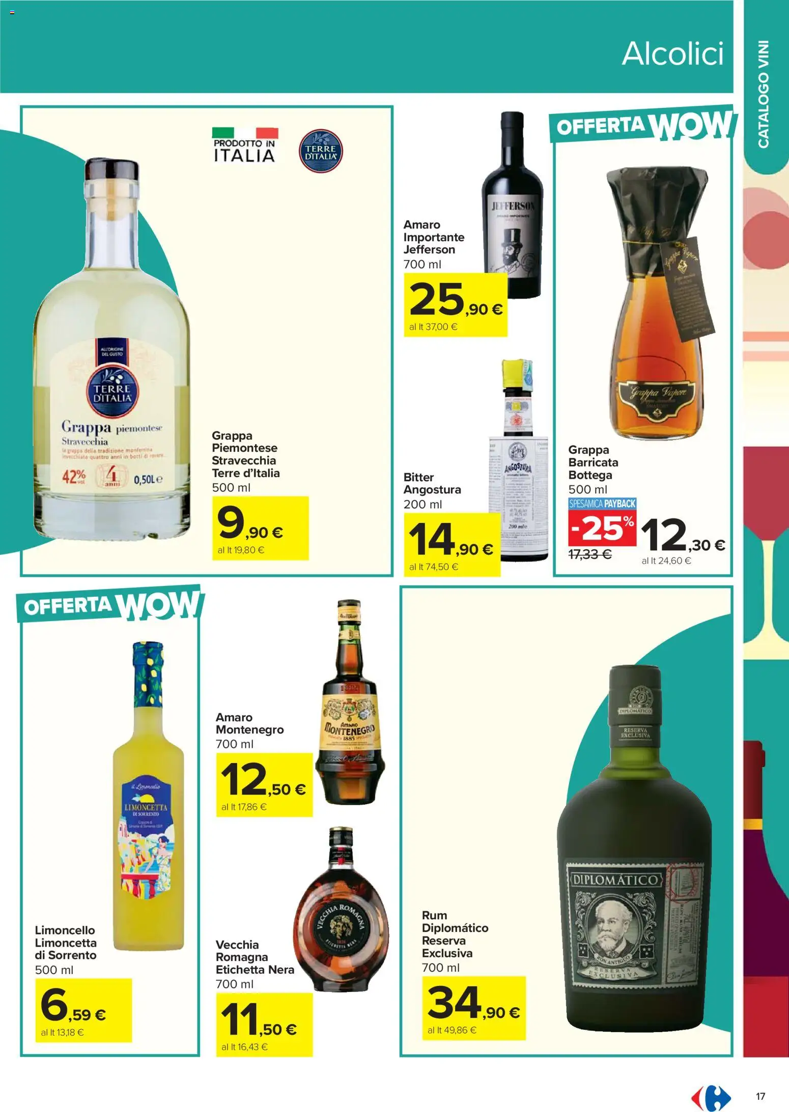 Volantino Carrefour del 17.02.2026 | Pagina: 17 | Prodotti: Limoncello, Grappa, Amaro