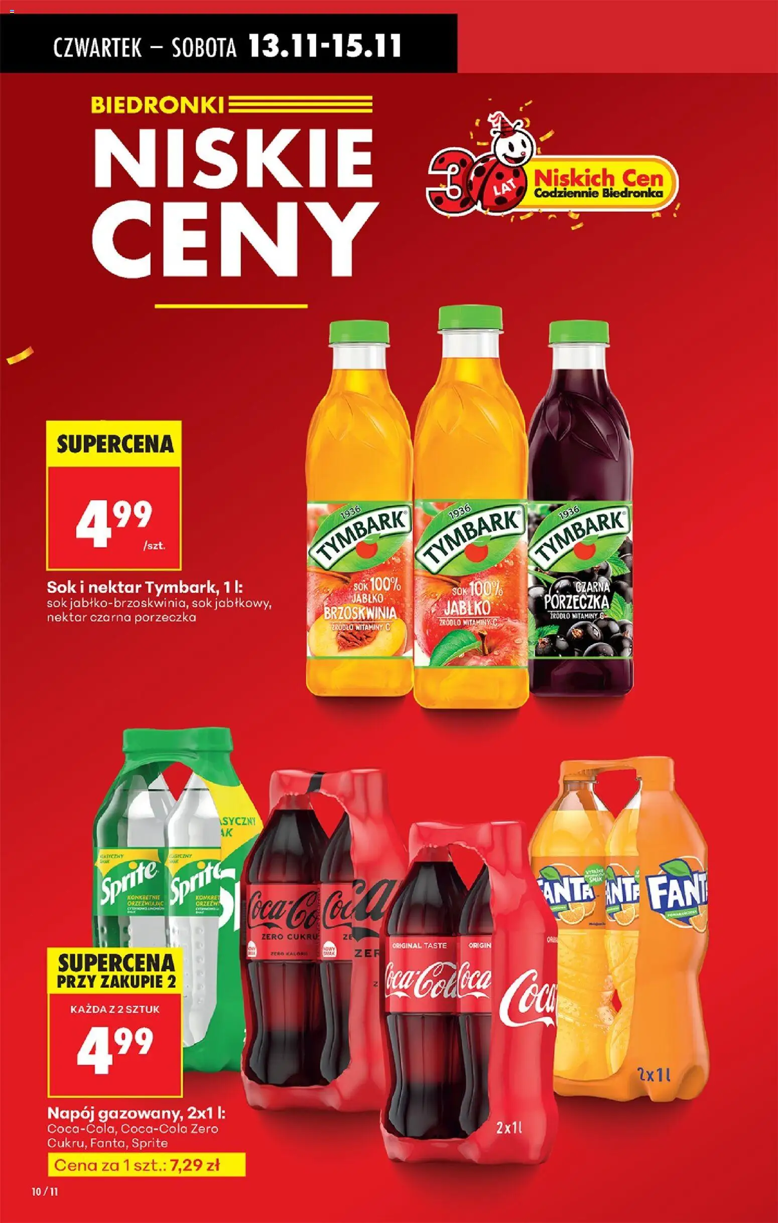 Biedronka gazetka - Oferta w tym tygodniu od 13.11.2025 | Strona: 10 | Produkty: Brzoskwinia, Sprite, Porzeczka, Sok
