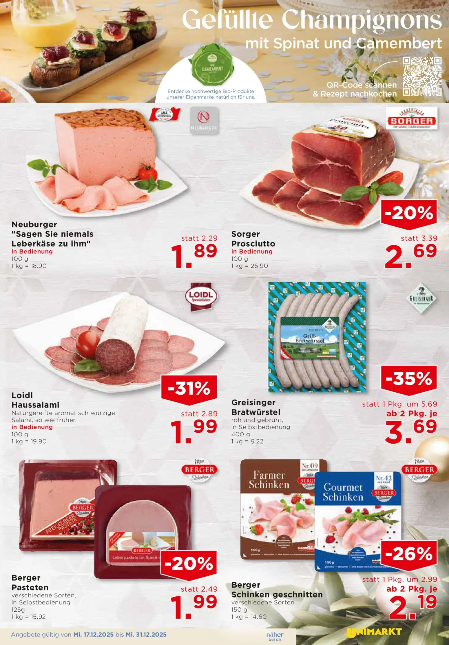 Unimarkt Flugblatt gültig ab 17.12.2025 | Seite: 7 | Produkte: Grill, Schinken