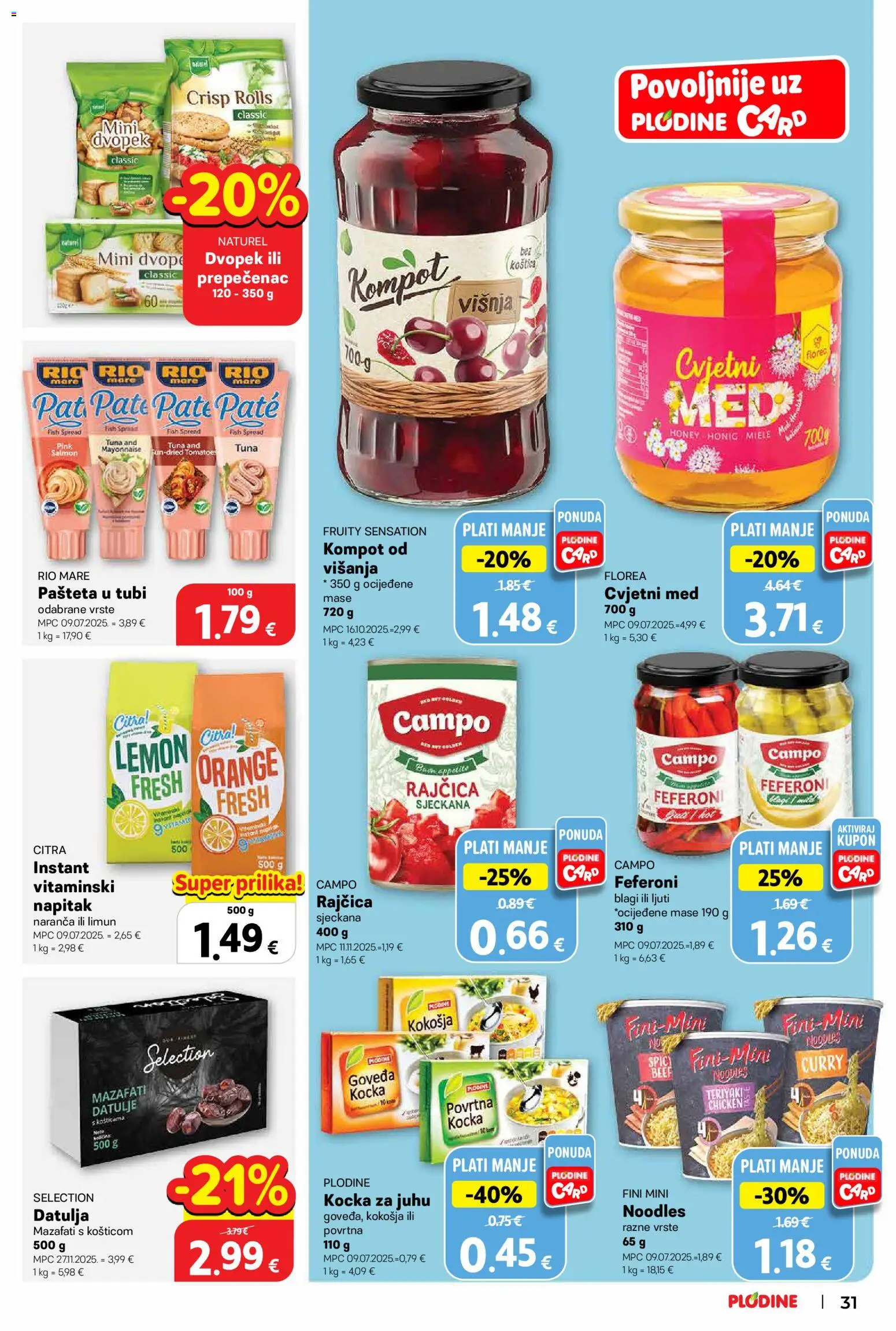 Plodine katalog | vrijedi od 29.04.2026 | Stranica: 31 | Proizvodi: Rio Mare, Kocka za juhu, Curry, Feferoni