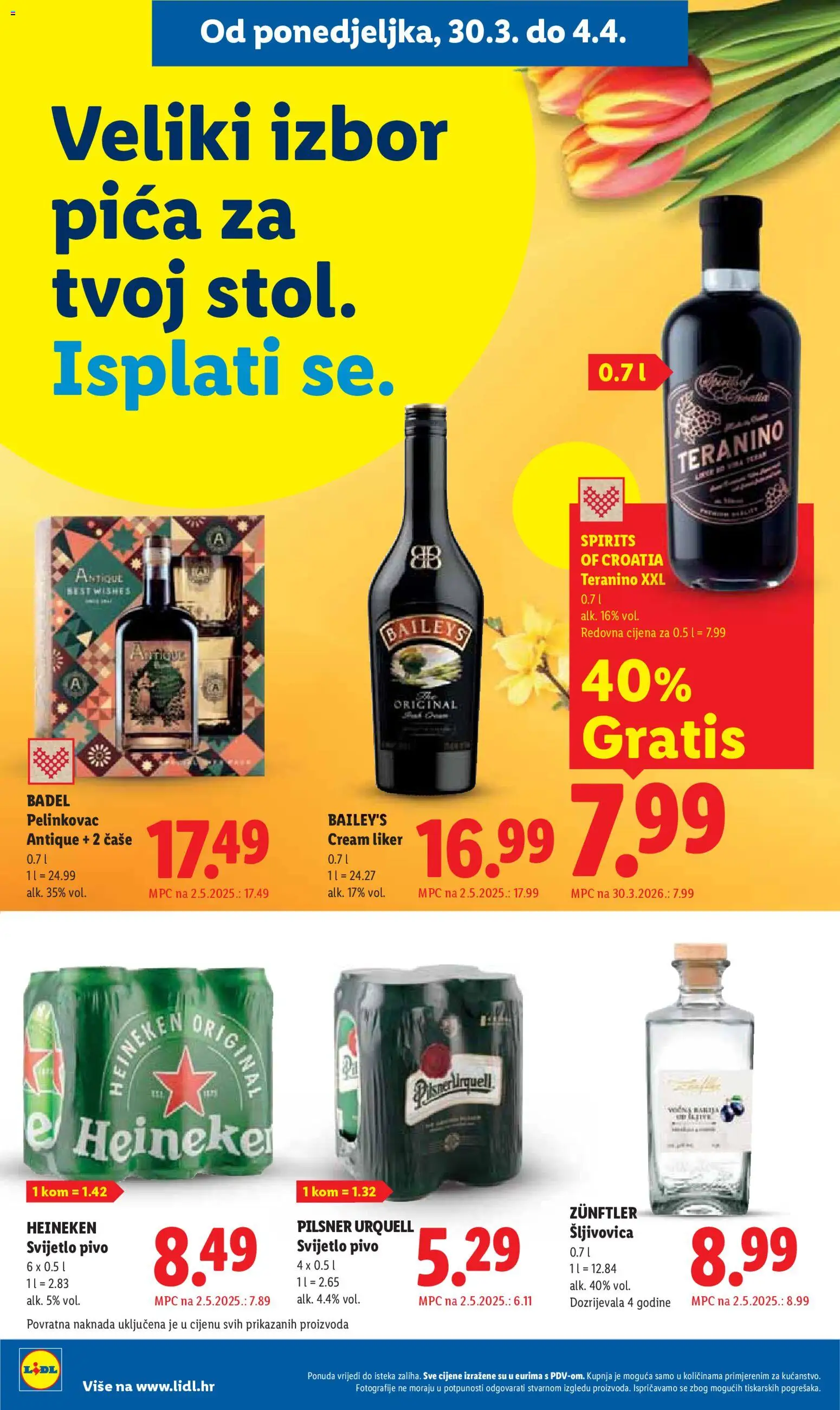 Lidl katalog | vrijedi od 30.03.2026 | Stranica: 22 | Proizvodi: Pelinkovac, Šljivovica, Pelinkovac Antique, Teranino