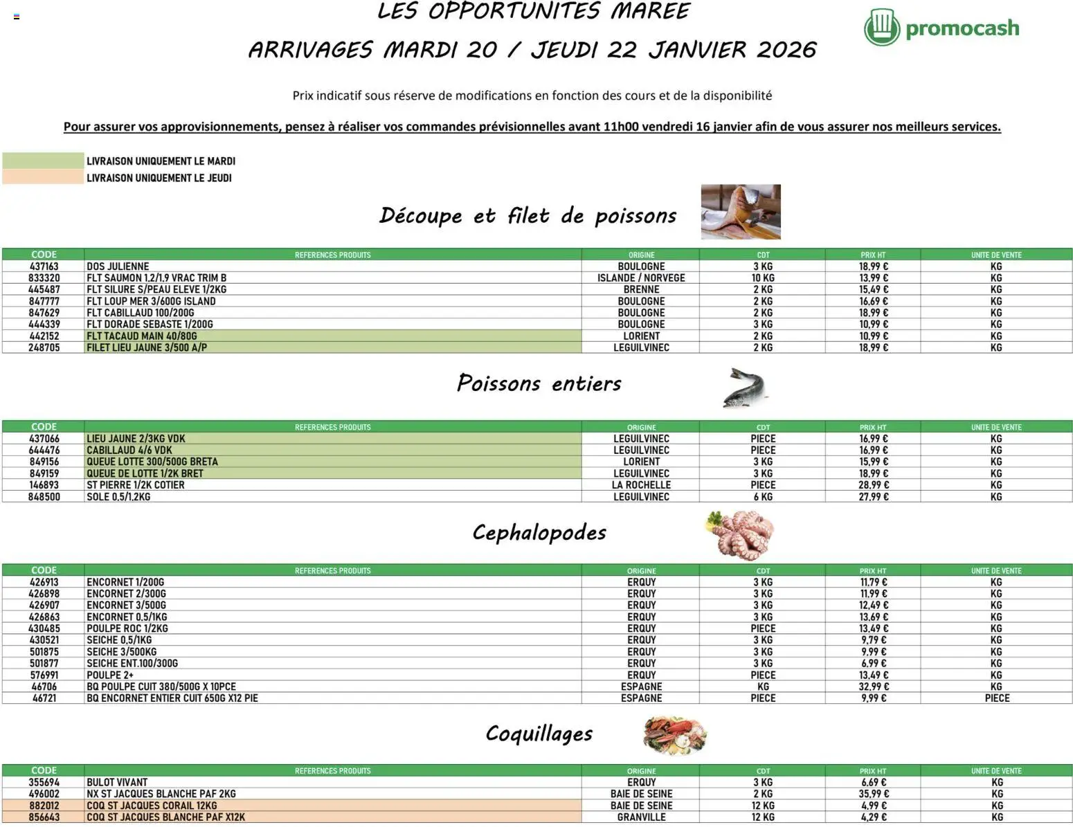 {H1} | Page: 1 | Produits: Queue de lotte, Saumon