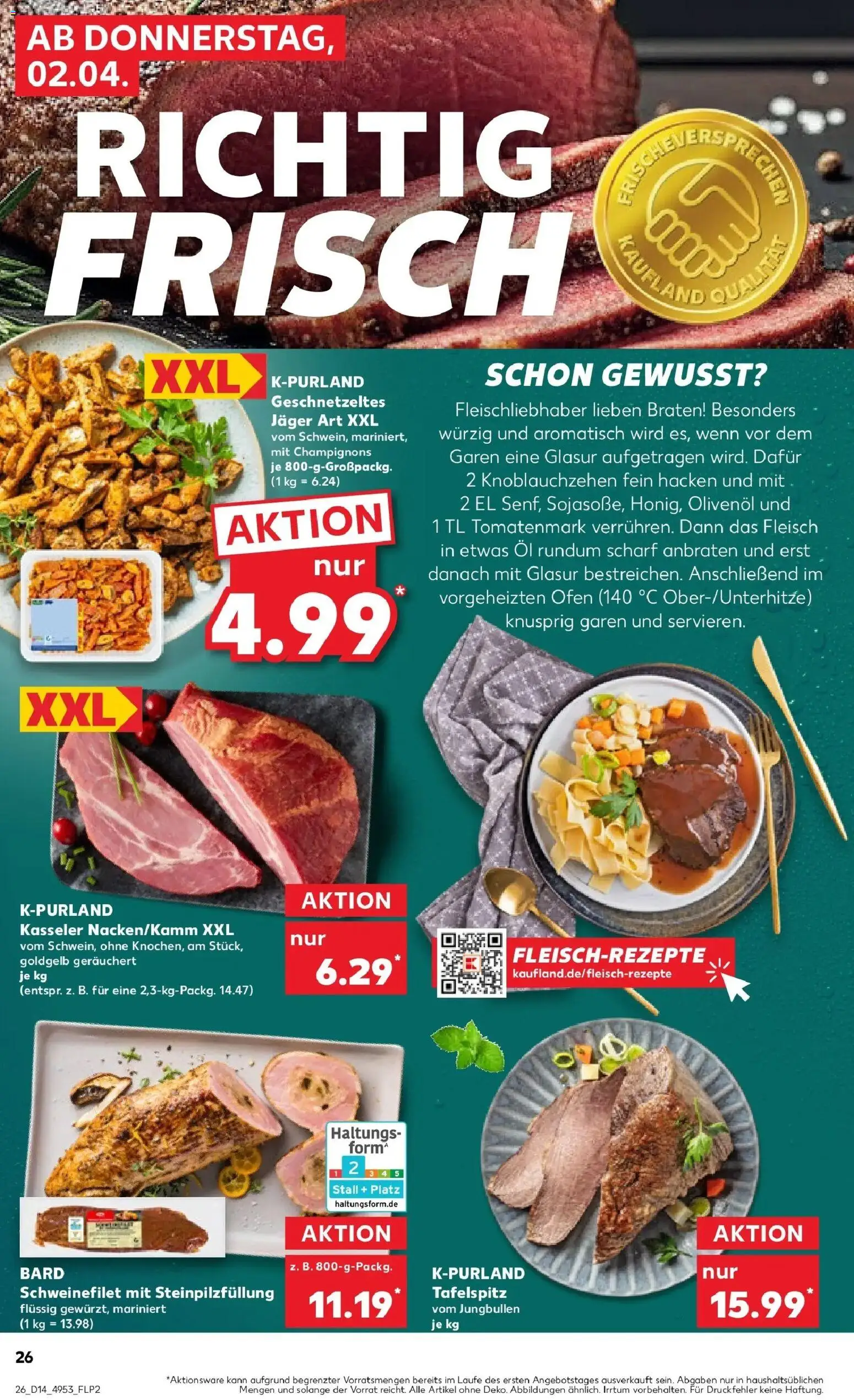 Kaufland Prospekt Bendorf	 – gültig ab 30.03.2026 | Seite: 40 | Produkte: Tafelspitz, Olivenol, Schweinefilet, Champignons