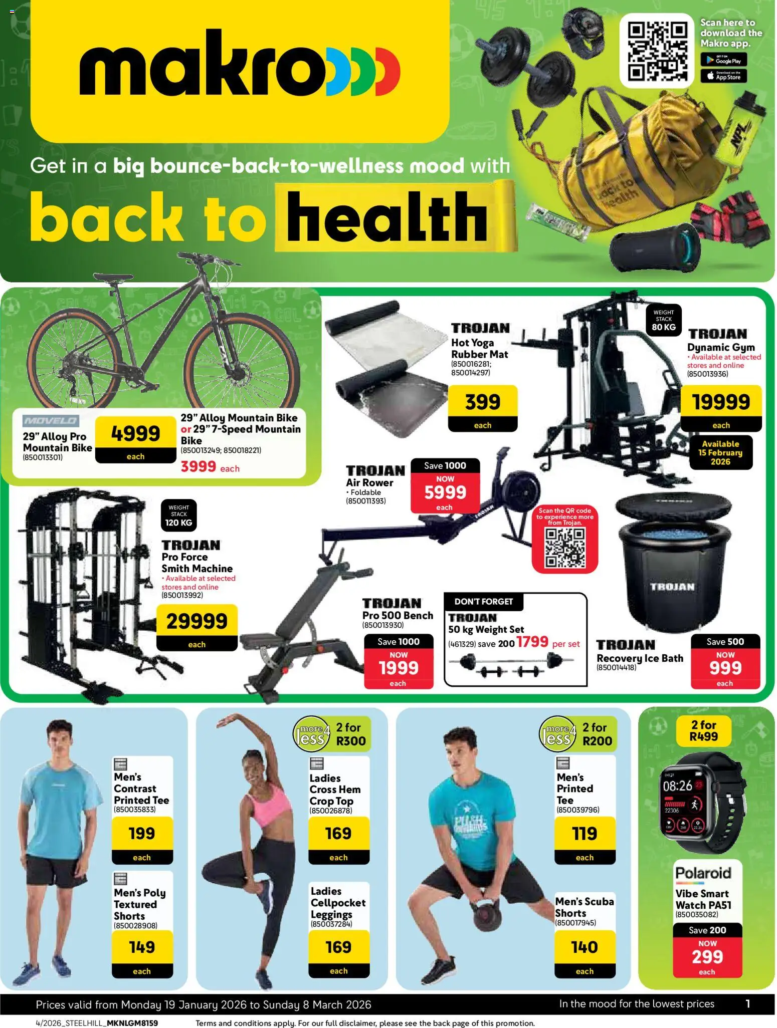 New Makro catalogue – valid from 19.01.2026 | Page: 1 | Products: Leggings, Crop top, Shorts, Bath